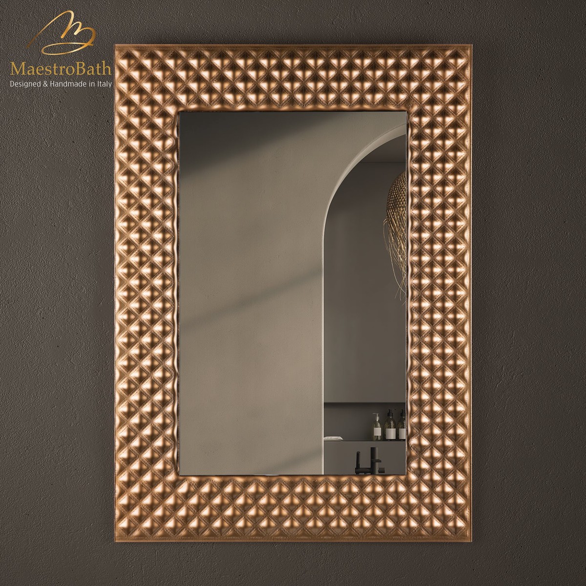 Domaro Luxury Crystal Single Vanity Mirror Copper
