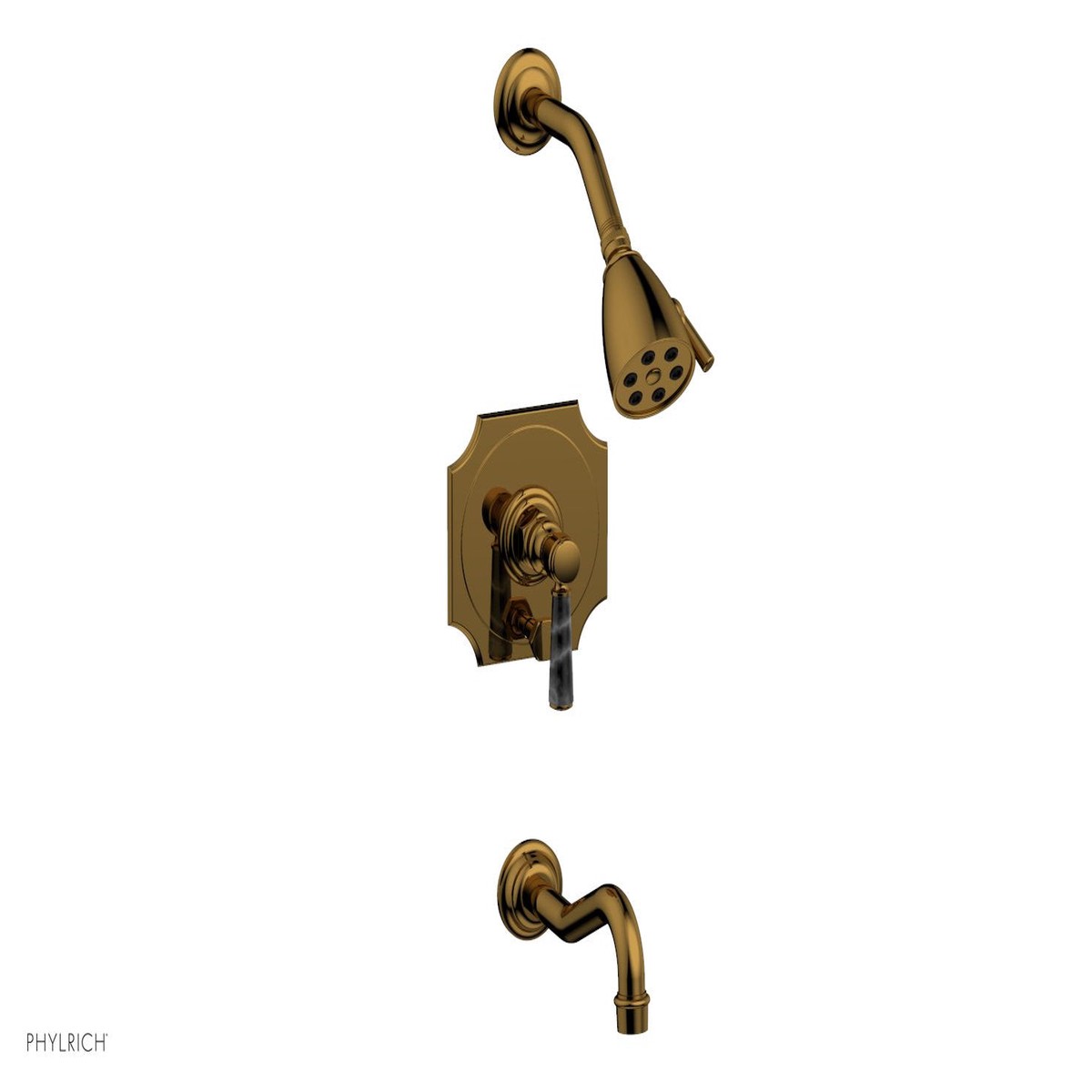 HENRI Pressure Balance Tub and Shower Set - Black Marble Lever Handle 161-31