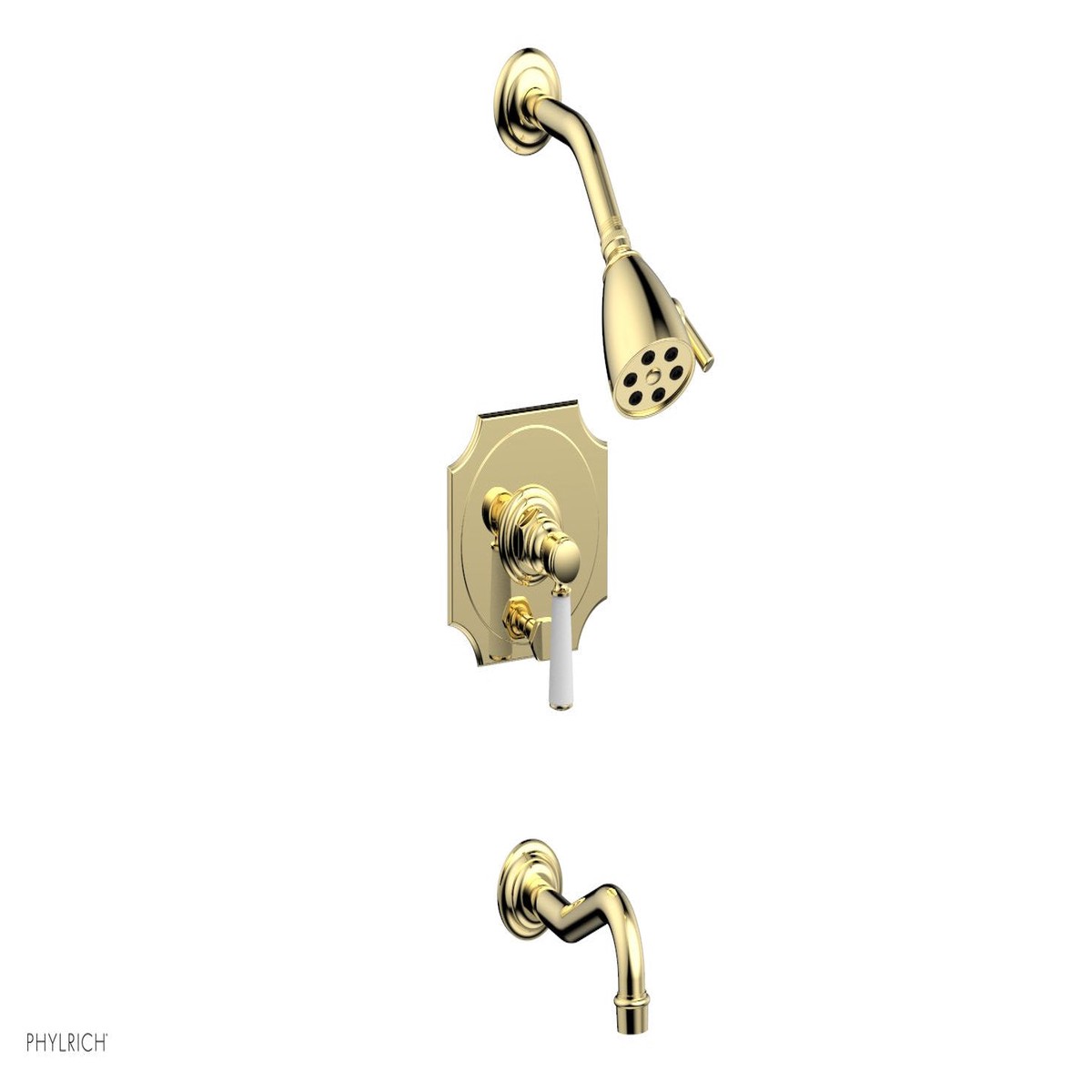 HENRI Pressure Balance Tub and Shower Set - Satin White Lever Handle 161-30