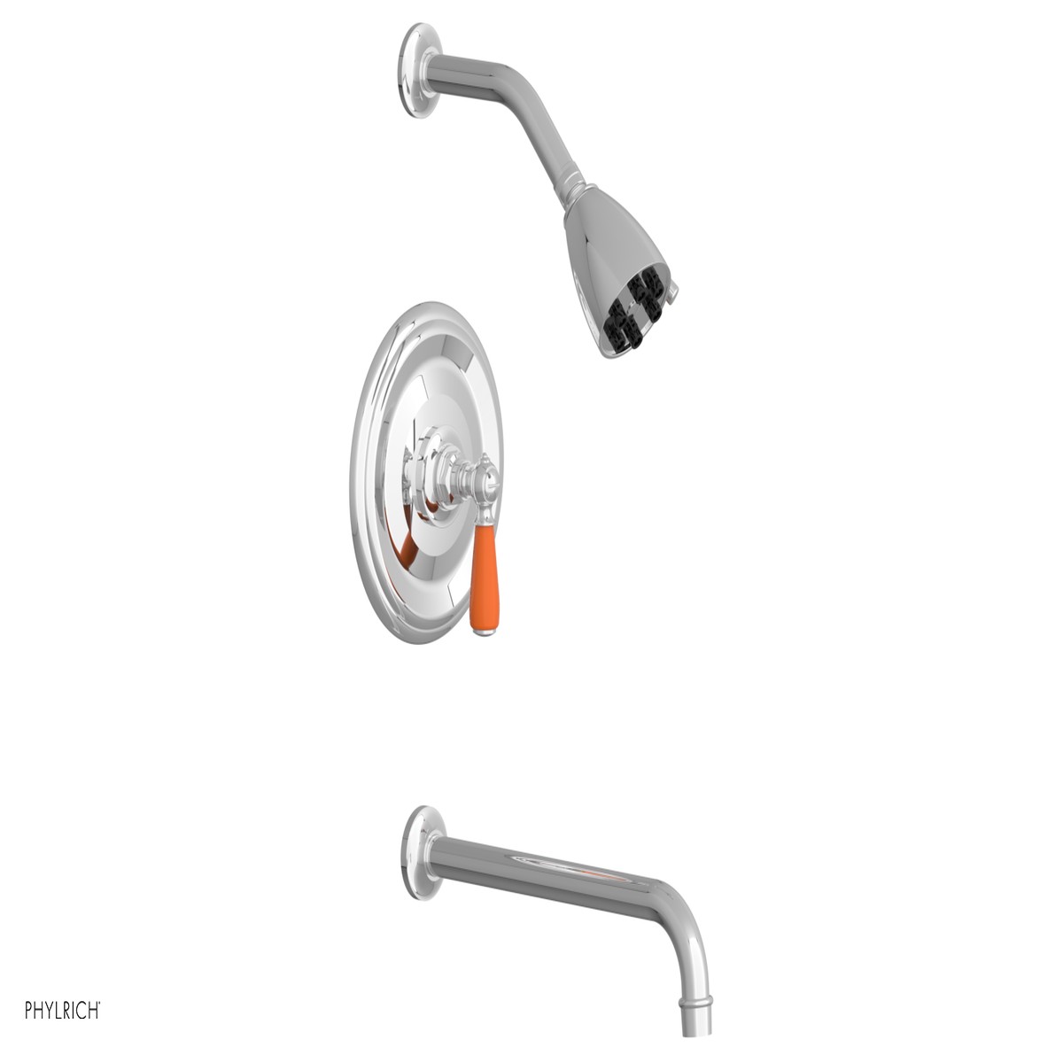 JAMESTOWN - 12 Pressure Balance Tub Shower Set - Lever Handle with Orange Accents 165-27-12
