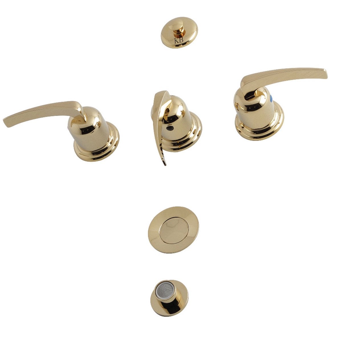 Kingston Brass Centurion KB6322EFL 3-Handle Bidet Faucet in Polished Brass