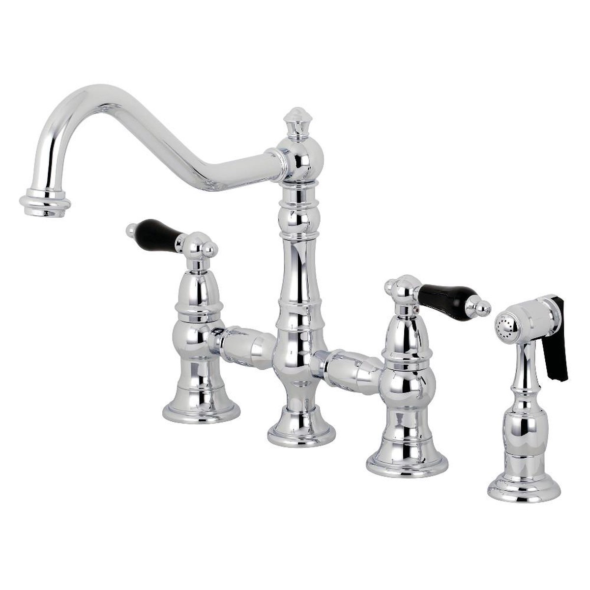 Kingston Brass KS327XPKLBS-P Duchess Bridge Kitchen Faucet with Brass Sprayer