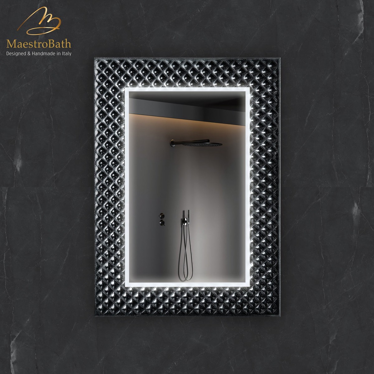 Lucent Elegant Luxury Crystal Single Vanity LED Mirror Grey-Smoke Silver