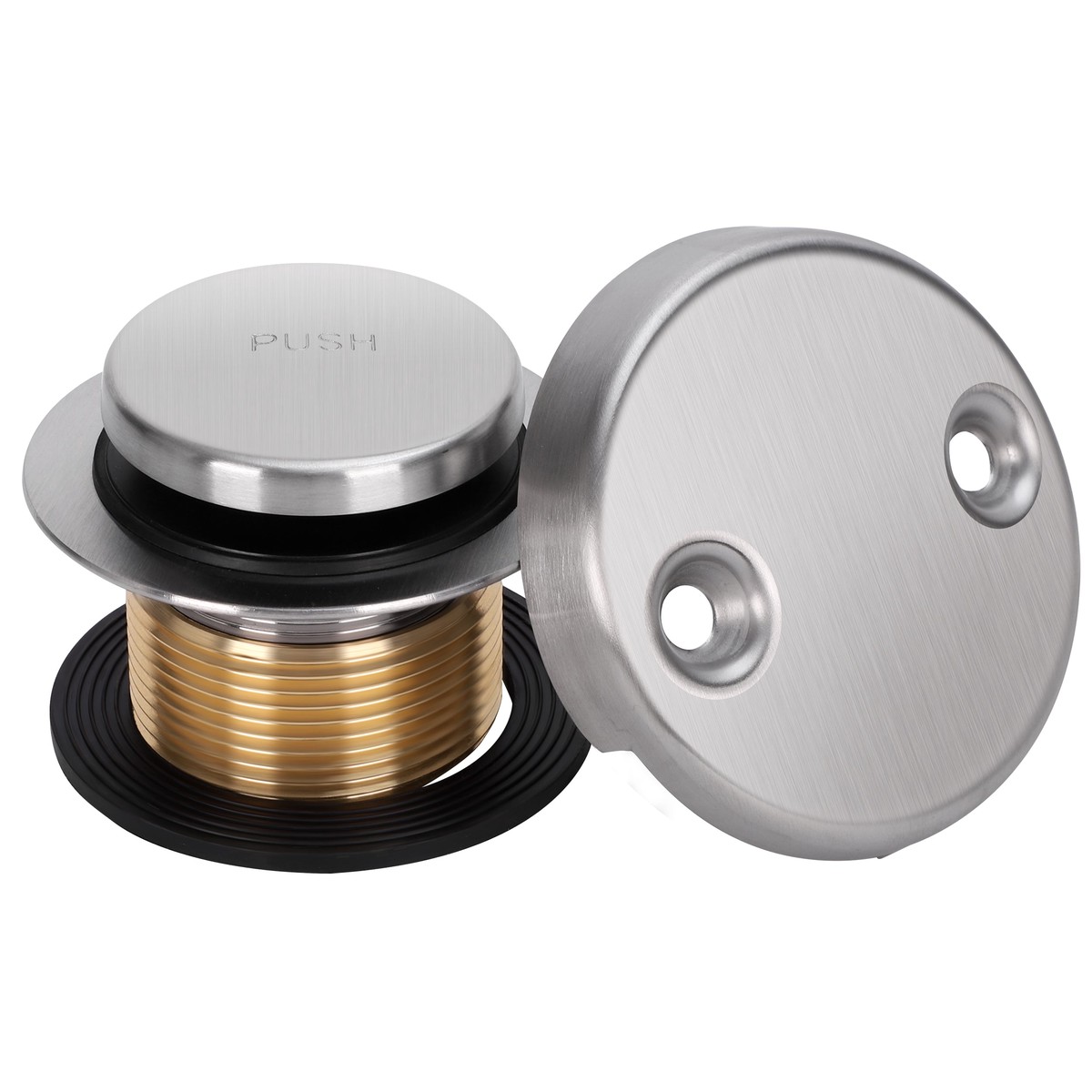 PRIMSOPH Tip-Toe Tub Drain Trim Kit with Two Hole Overflow Faceplate Brushed Nickel
