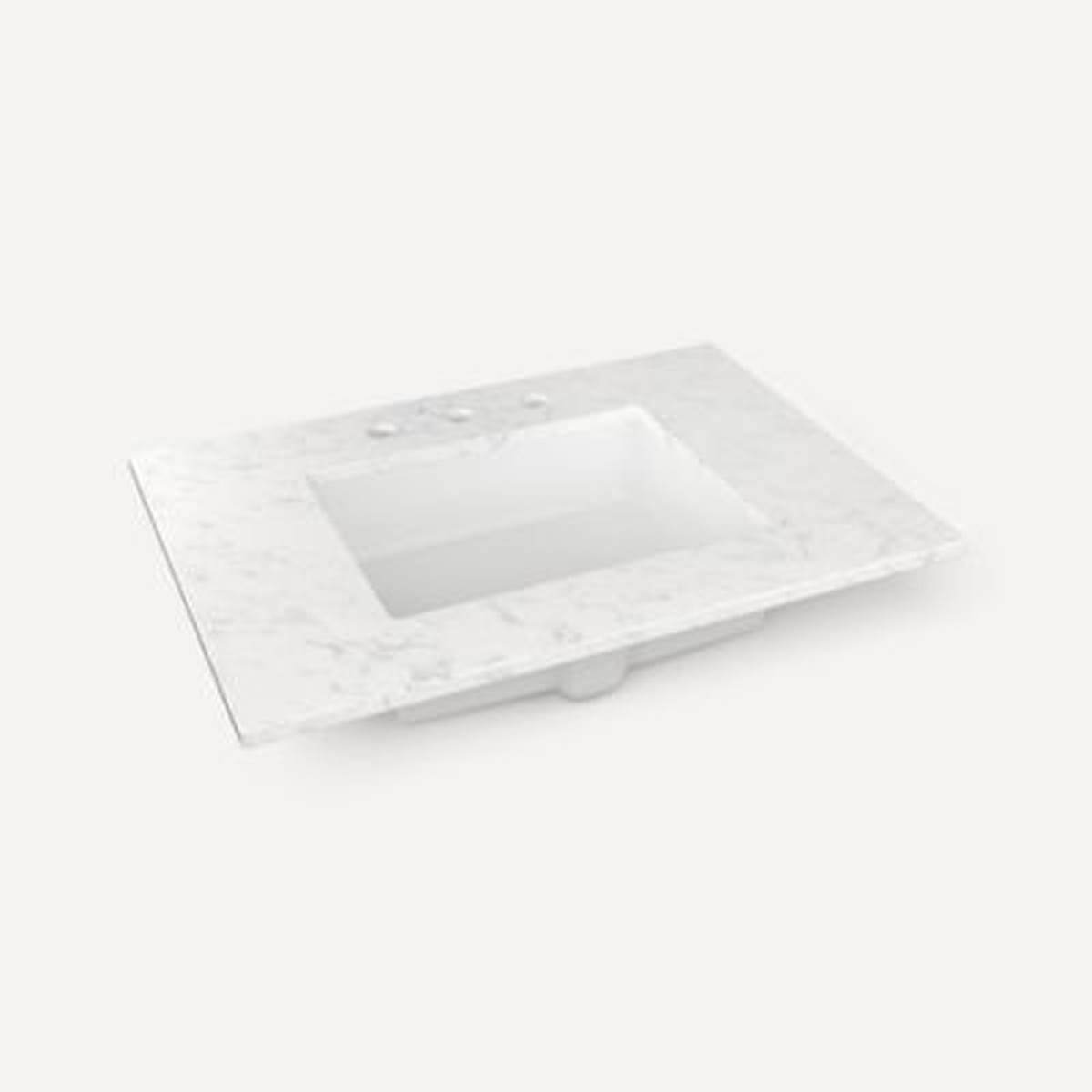 Robern TB31UCO90 Engineered Stone Top Quartz Stone Vanity Top 31 x 34 x 22 Center Undercounter Sink Three Hole for Islamorada and Sinca