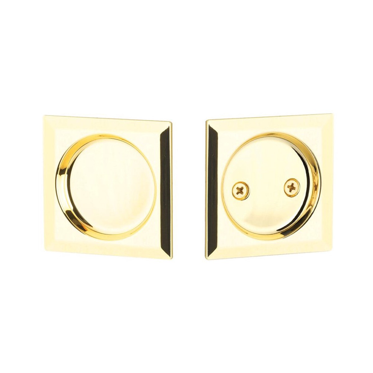 Square Passage Tubular Pocket Door Lockset - Door Mount - 3 BrassPolished Brass