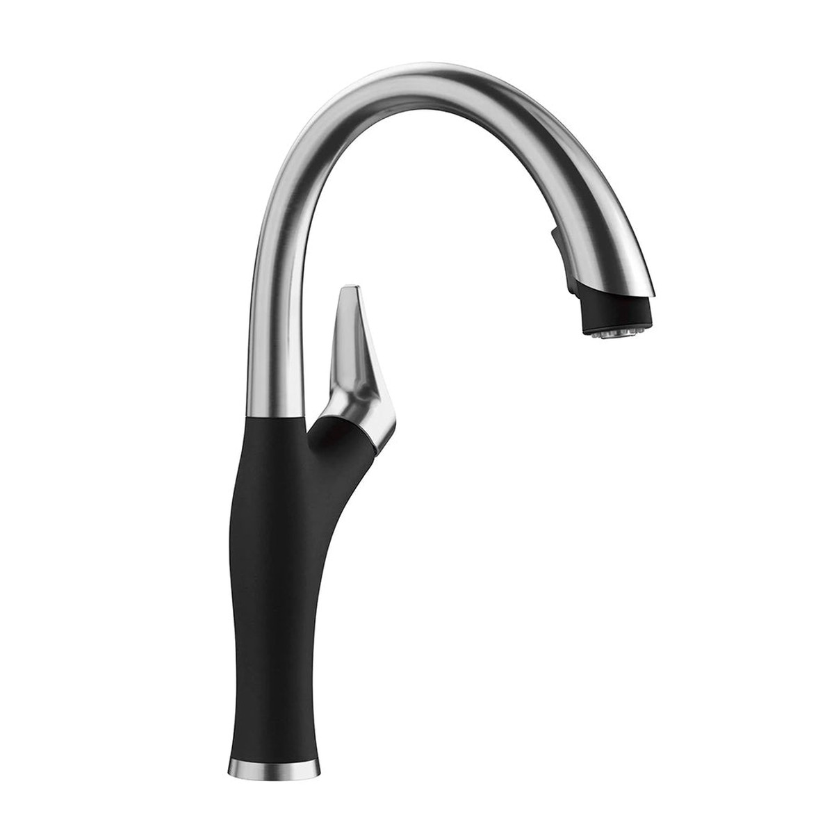 Artona Pull Out Kitchen Faucet - High Single Hole - 9 BrassSteelCoal Black