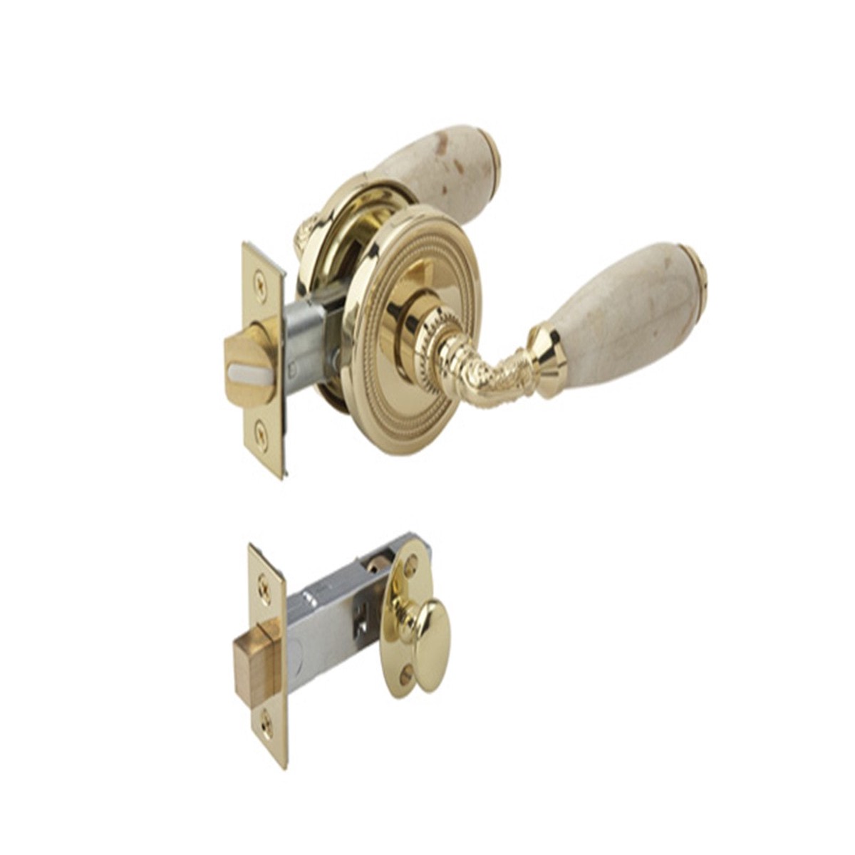 BEIGE MARBLE Door Lever w Privacy Bolt 5173