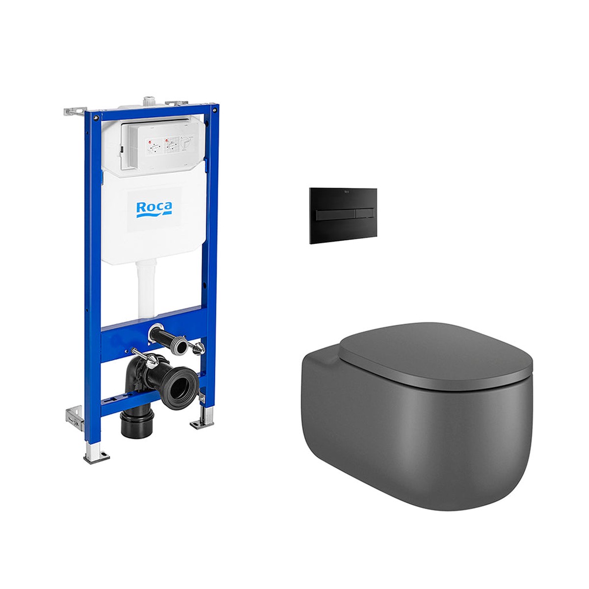 Beyond Rimless Complete Toilet with In-Wall PL7 Dual Flush Plate - Wall Mount - 15 Vitreous ChinaOnyx