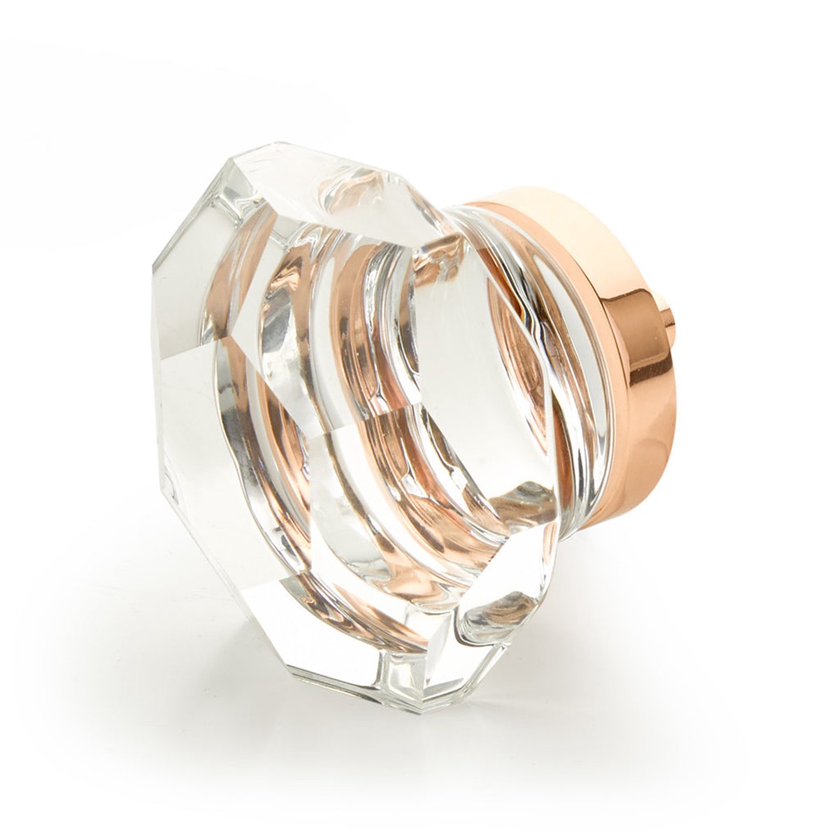 City Lights Faceted Dome Cabinet Knob - Cabinet Mount - 2 BrassGlassPolished Rose Gold