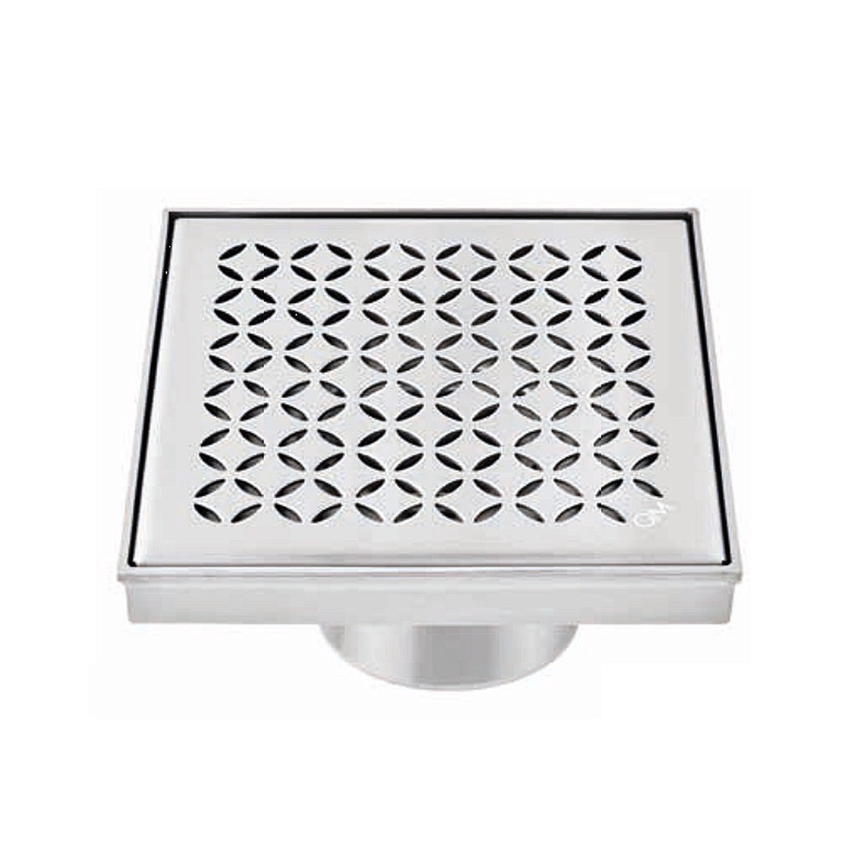 Delmar Lotus Center Square Shower Drain - Floor Mount - 6 Stainless SteelPolished