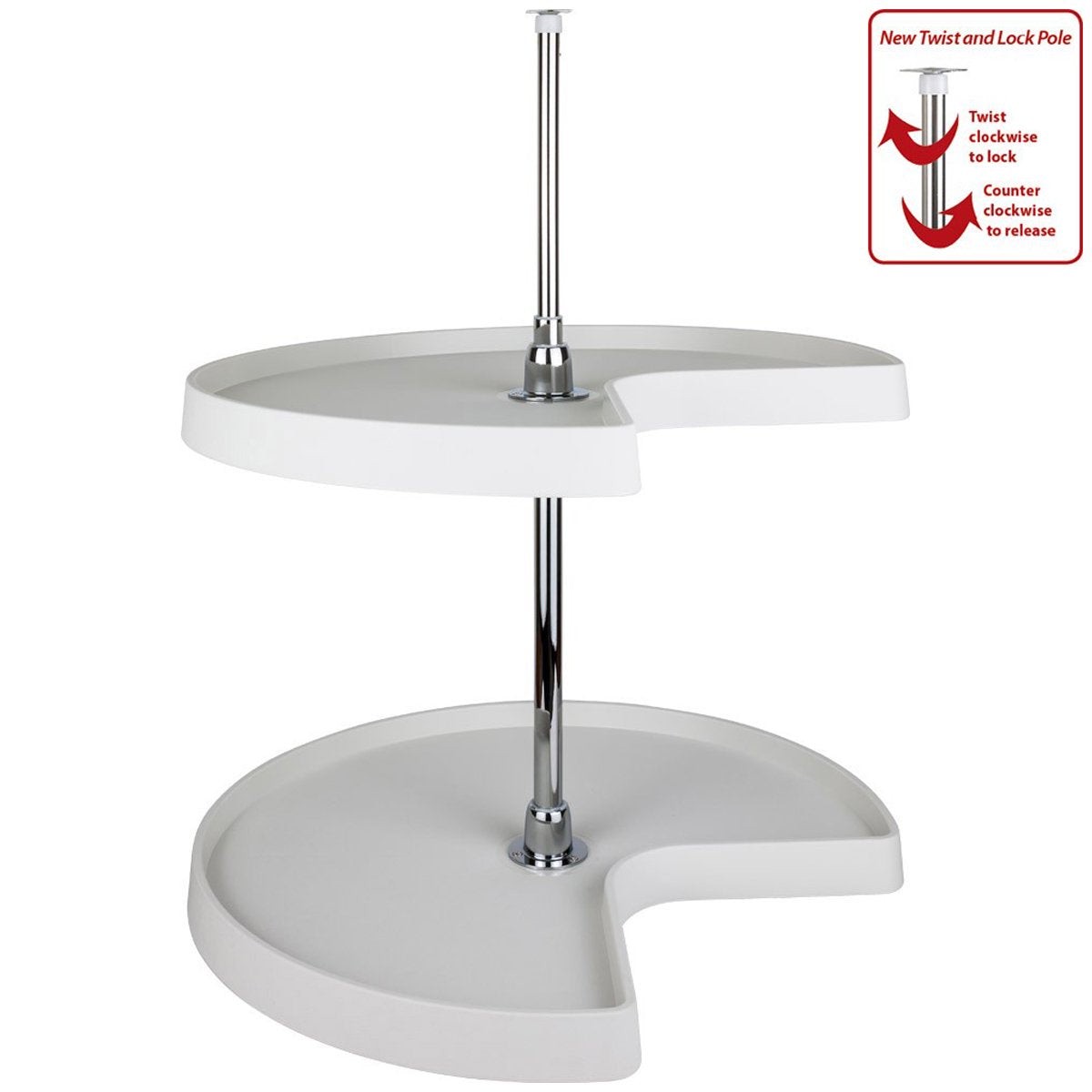 Hardware Resources Kidney Plastic Lazy Susan Set with Chrome Hubs