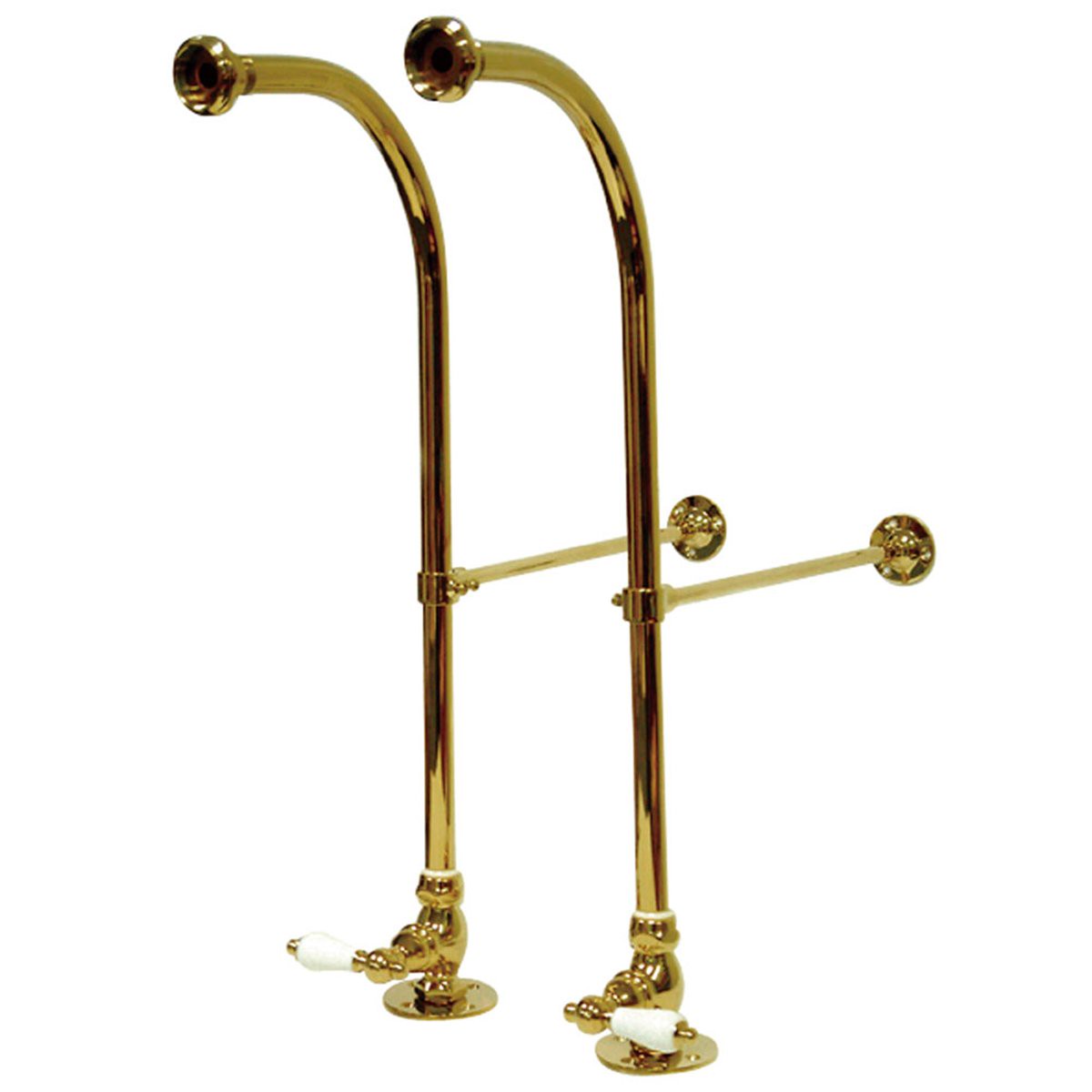 Kingston Brass Vintage Rigid Freestanding Supply Lines in Polished Brass with Shut-off Valves