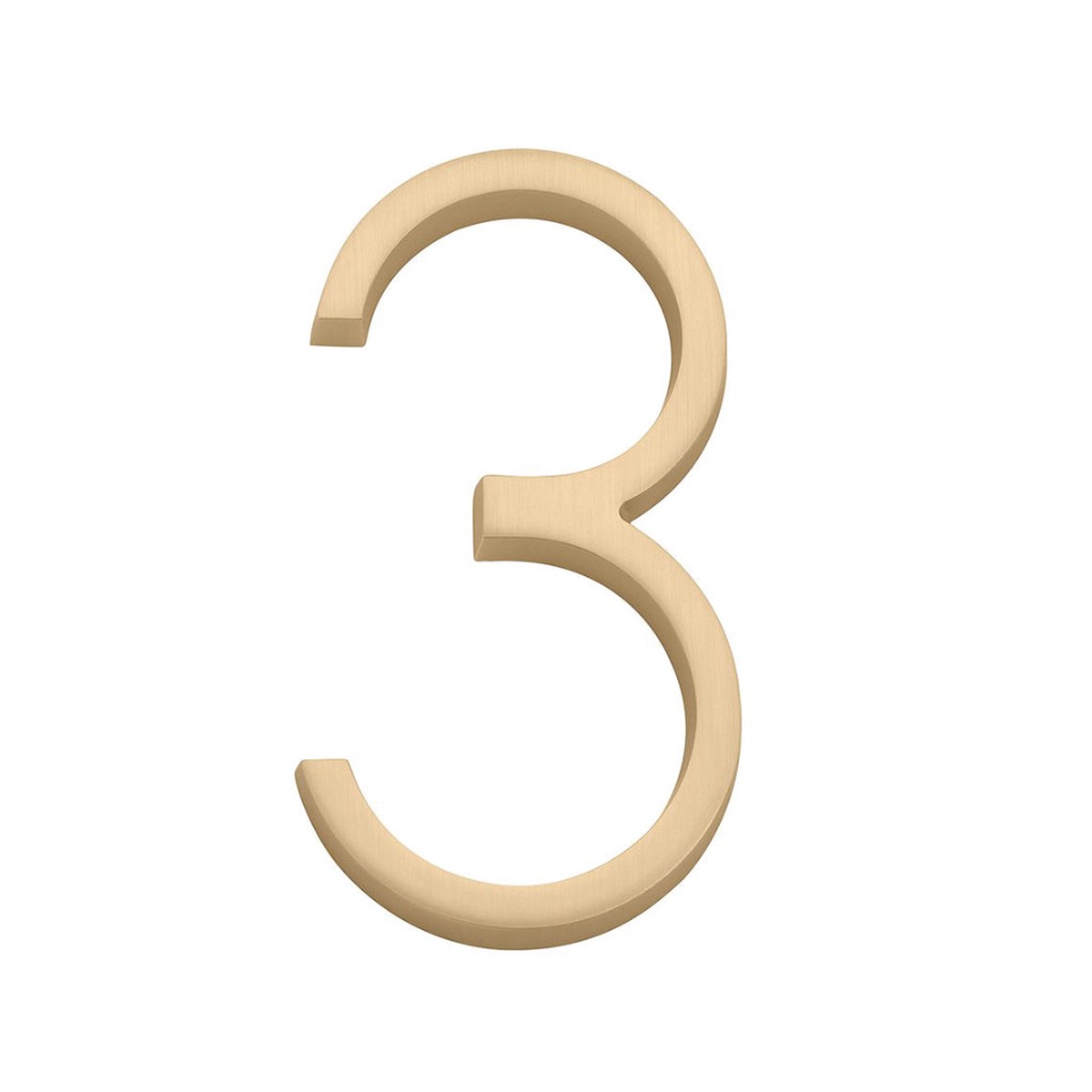 Modern 3 House Numbers - Wall Mount - 7 ZincSatin Brass