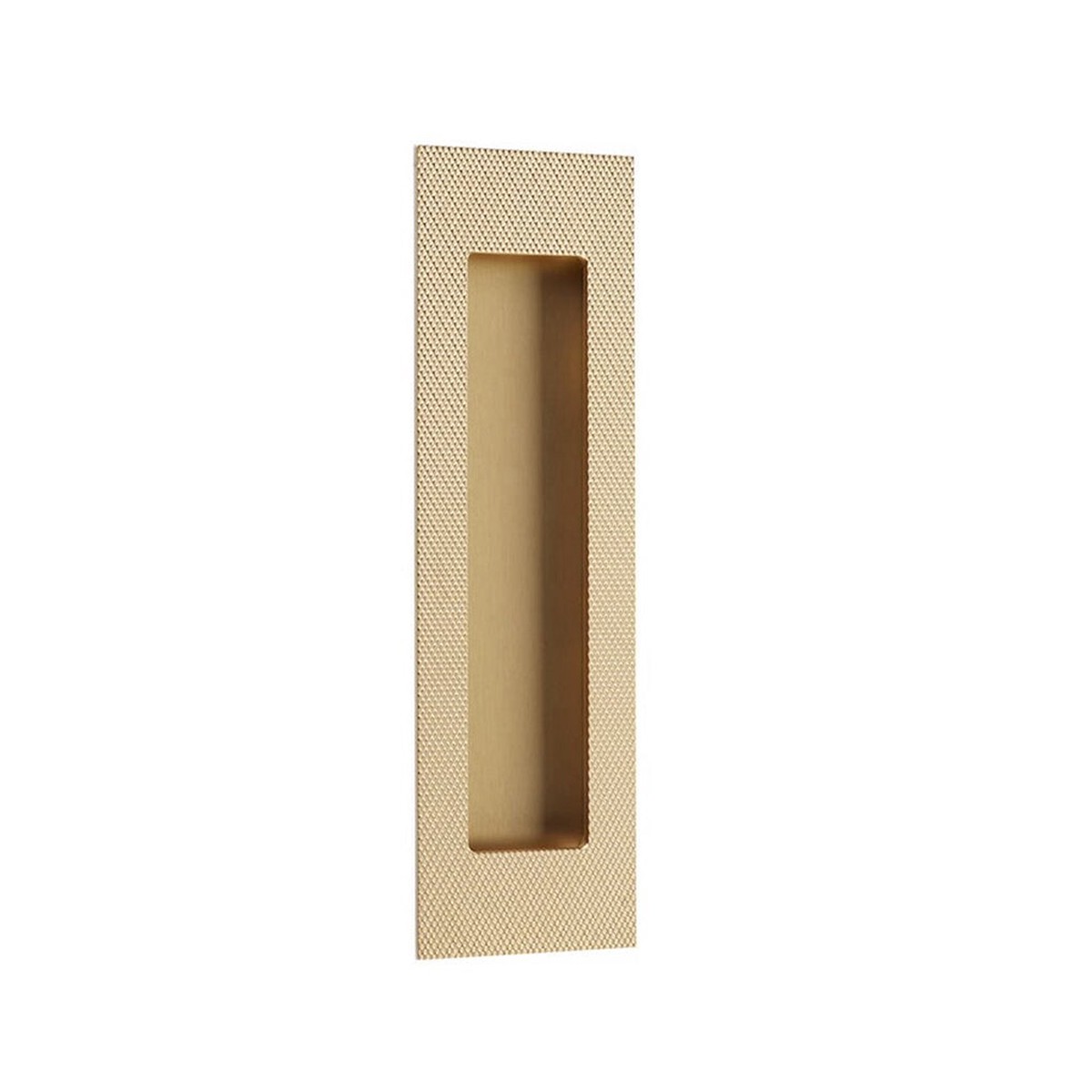 Modern Rectangular Knurled Pocket Door Lockset - Door Mount - 7 BrassSatin Brass