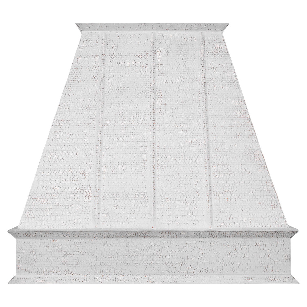 38 White Glazed Hammered Copper Wall Mounted Range Hood w 1250 CFM Blower