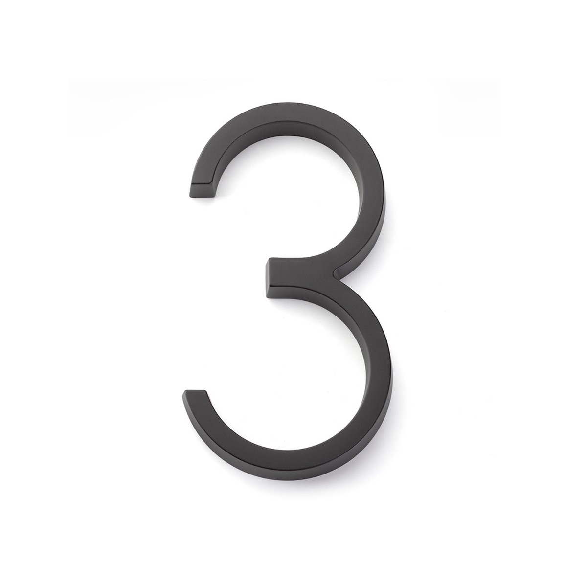 Modern 3 House Numbers - Wall Mount - 7 ZincFlat Black