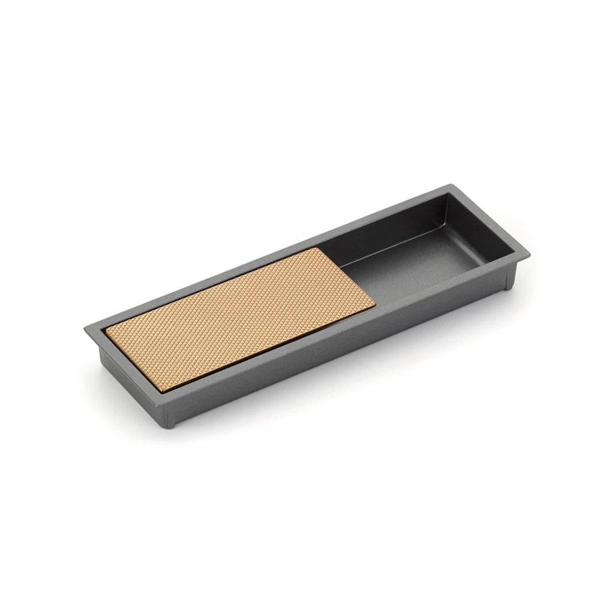 Modo Rectangular Mixed Cabinet Recessed Pull - Cabinet Mount - 7 ZincGun MetalSatin Brass