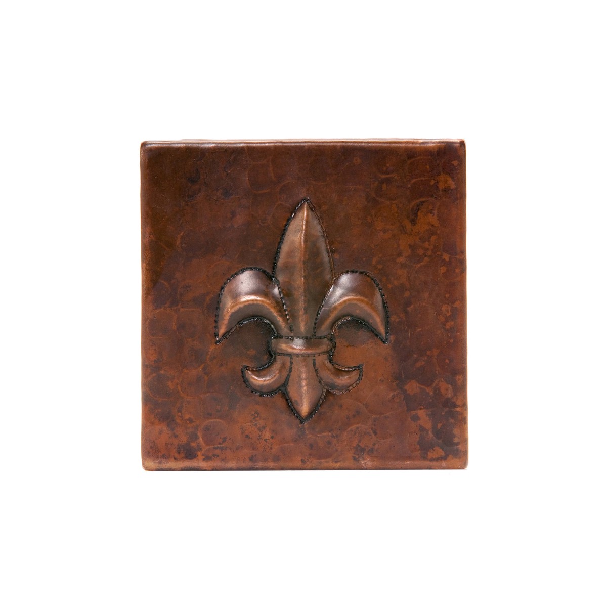 Premier Copper Products 4 x 4 Hammered Copper Fleur De Lis Tile - Quantity 8