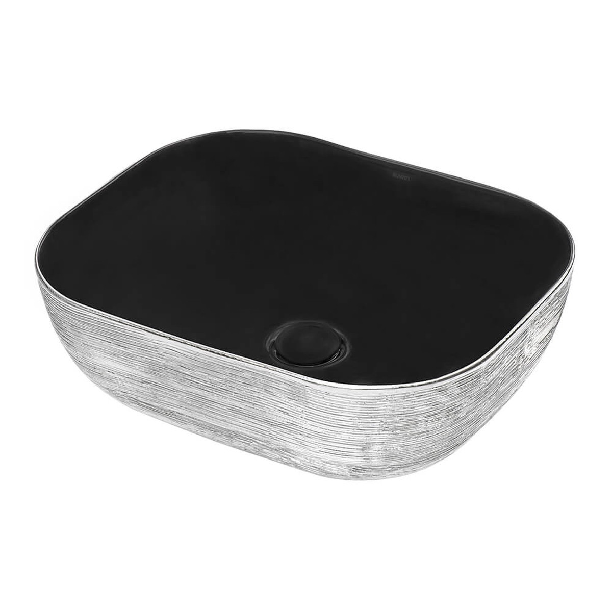 Ruvati 20 x 16 Bathroom Vessel Sink Black with Silver Exterior