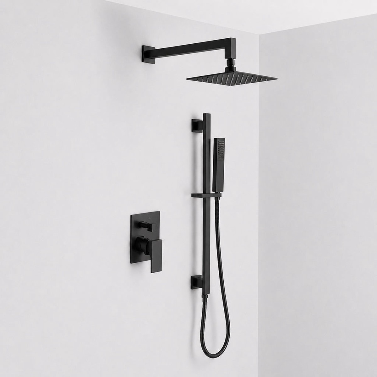 Devon 2 Way Pressure Balance Complete Shower Set - Wall Mount - 8 BrassMatt Black