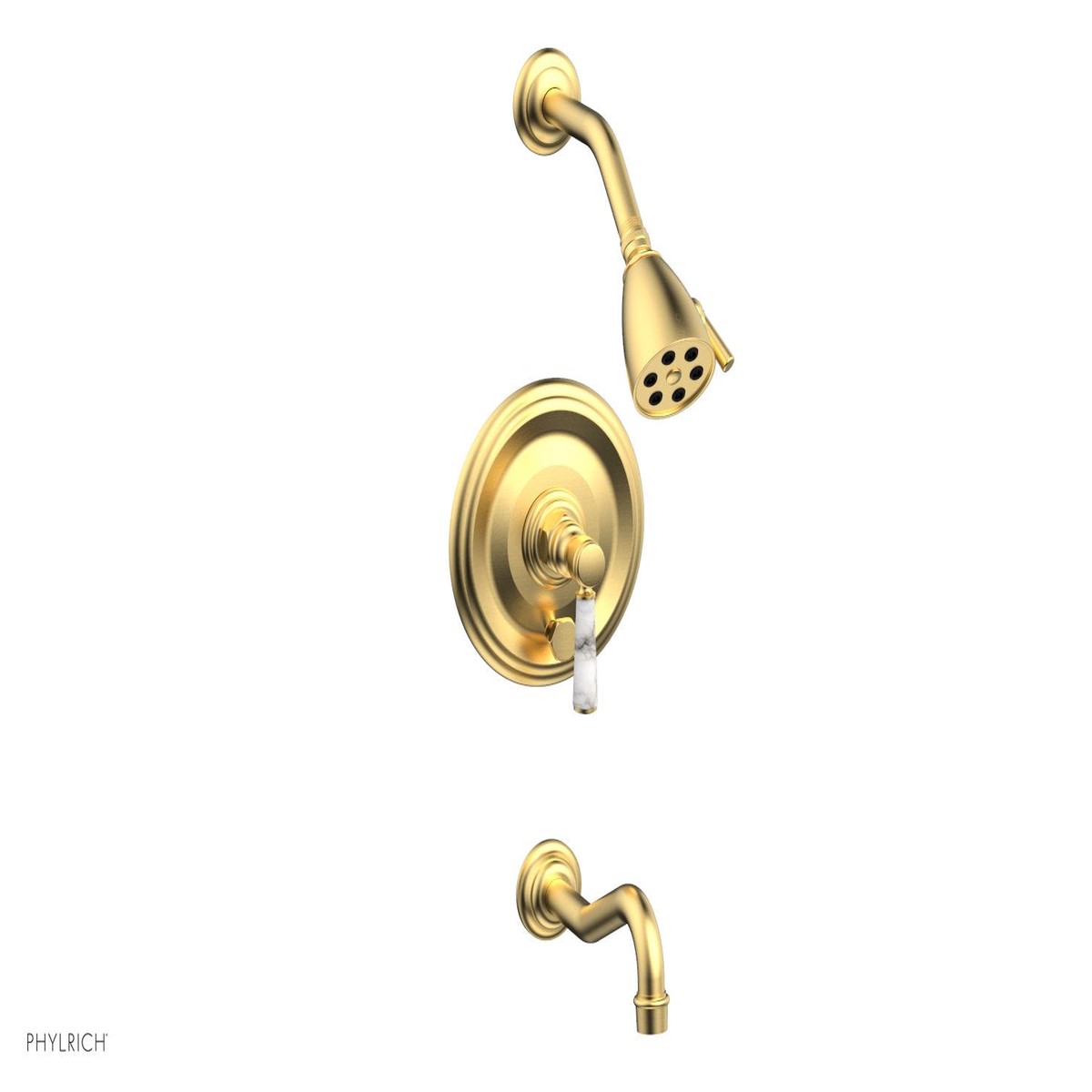 HENRI Pressure Balance Tub and Shower Set - White Marble Lever Handle 161-28