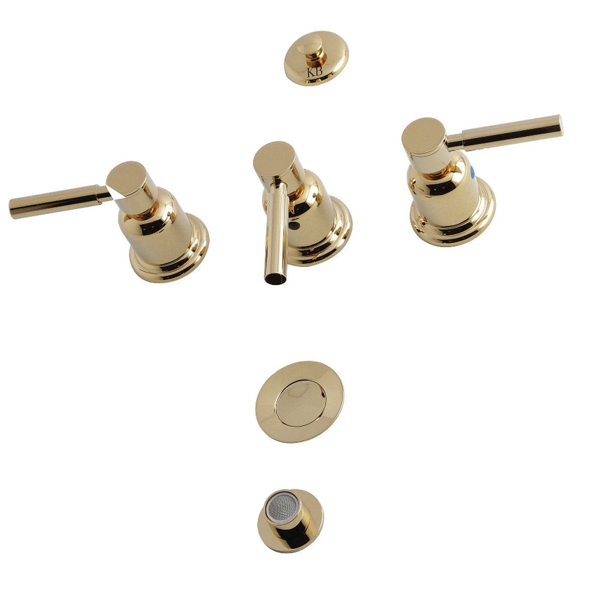 Kingston Brass Concord KB6322DL 3-Handle Bidet Faucet in Polished Brass