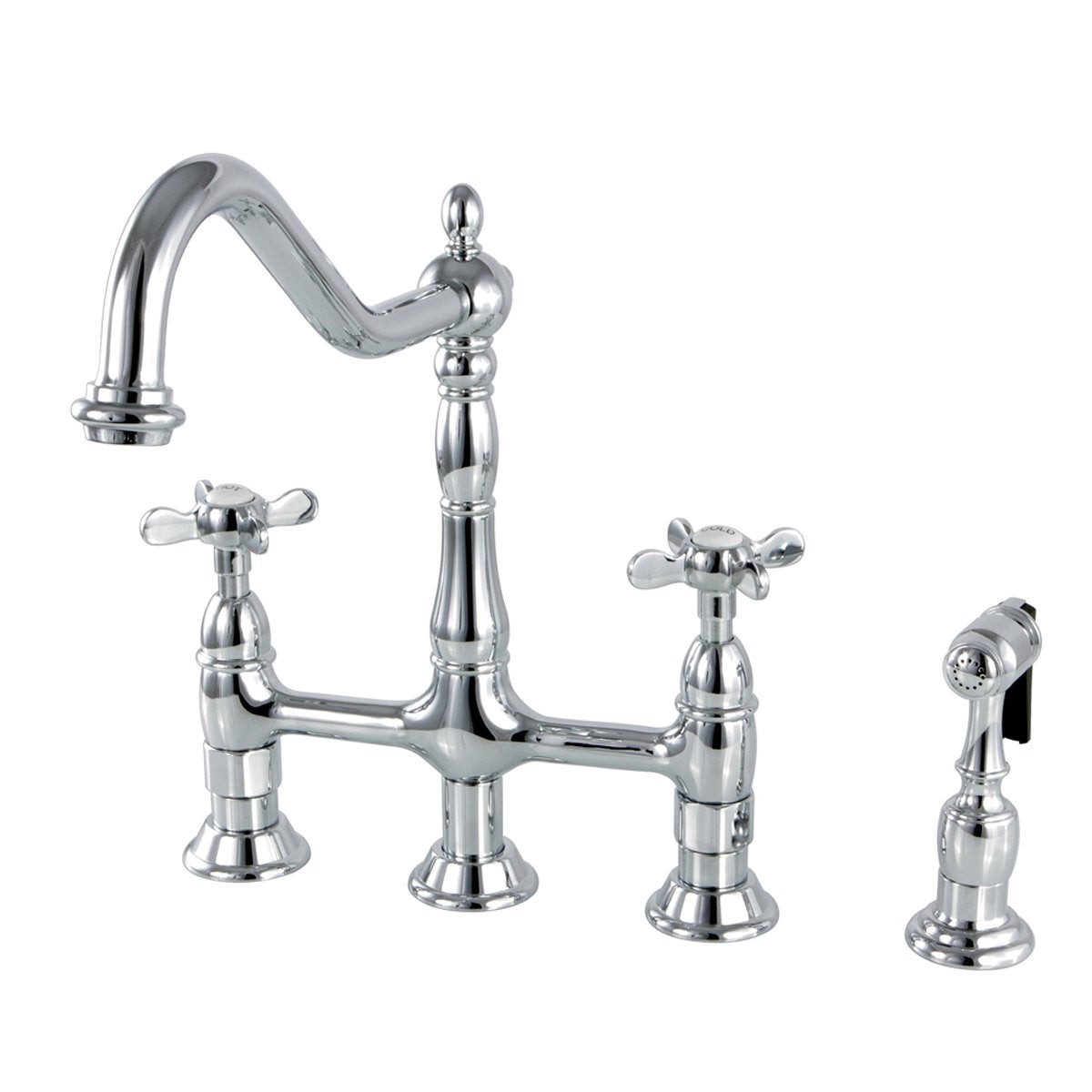 Kingston Brass Essex Classic 8 Centerset Kitchen Faucet with Brass Sprayer