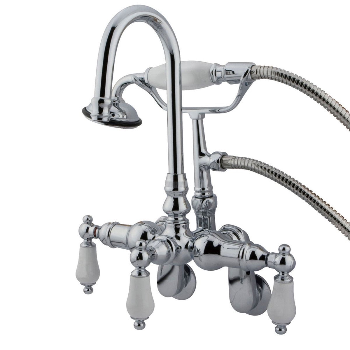 Kingston Brass Vintage Wall Mount 3-38 - 9 Adjustable Center Classic Clawfoot Tub Filler with Hand Shower