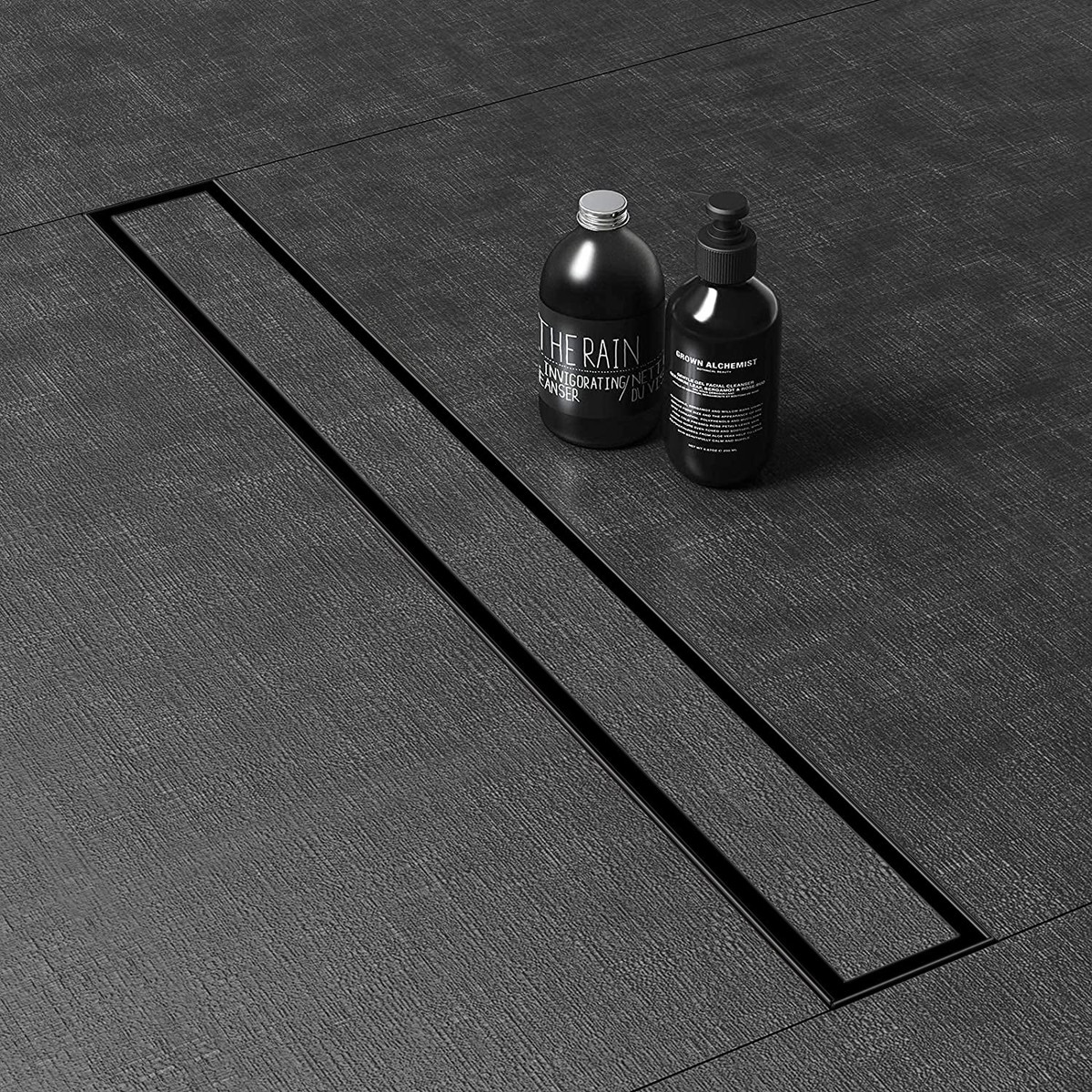 WEBANG 36 Inch Reversible 2-in-1 Linear Shower Drain With Accessories Matte Black