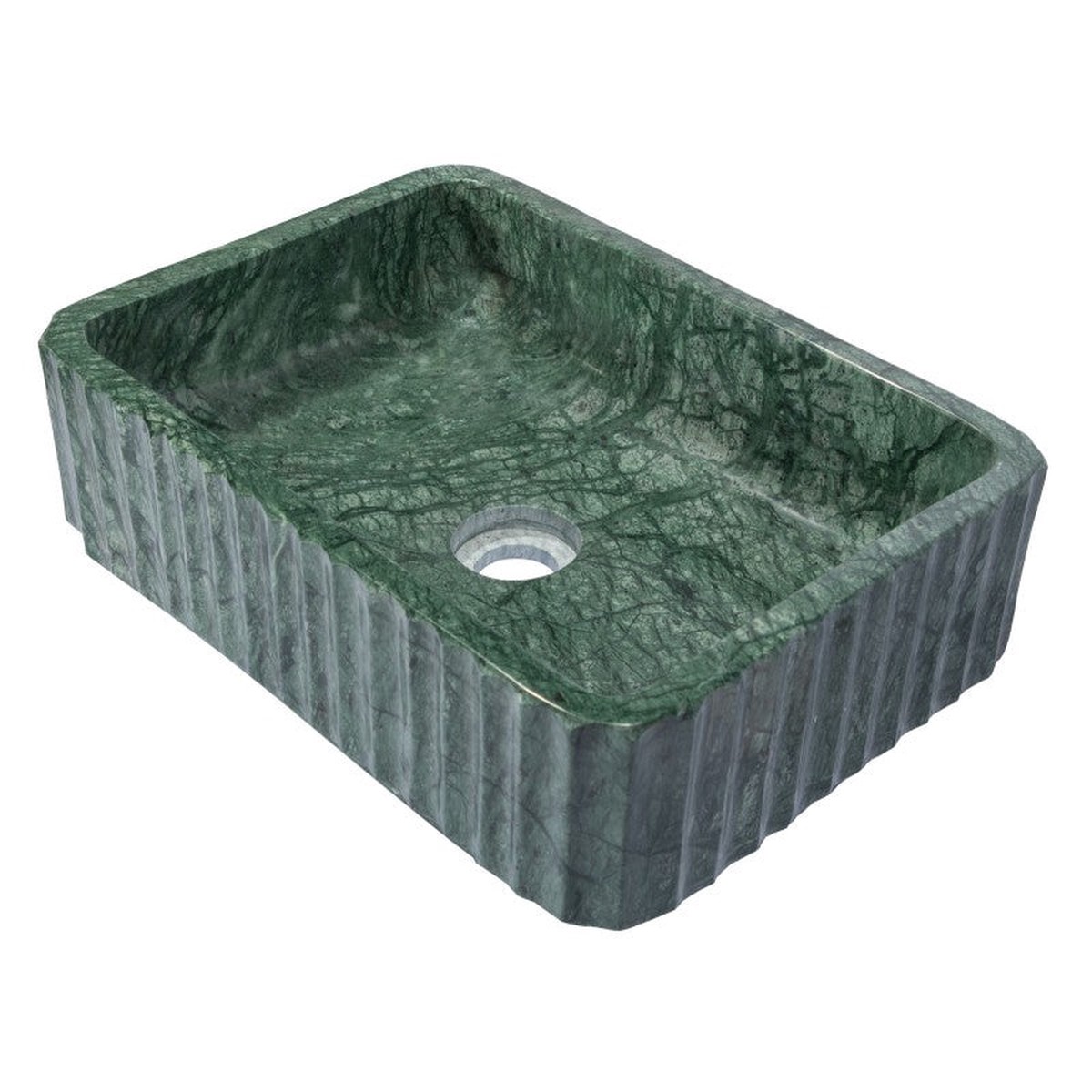 Dark Green Marble Rectangular Vessel Sink