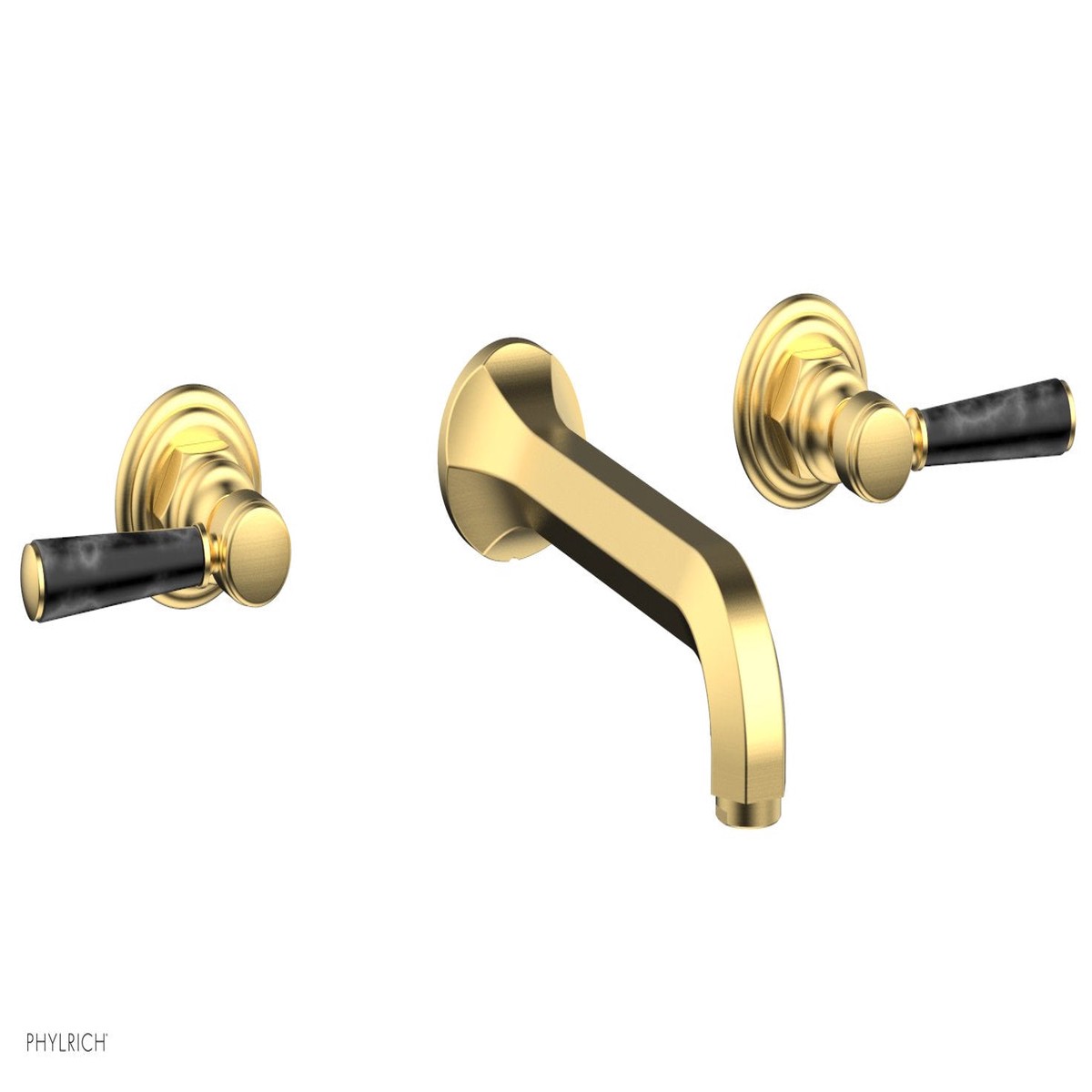 HEX TRADITIONAL Wall Tub Set - Black Marble Lever Handles 500-58
