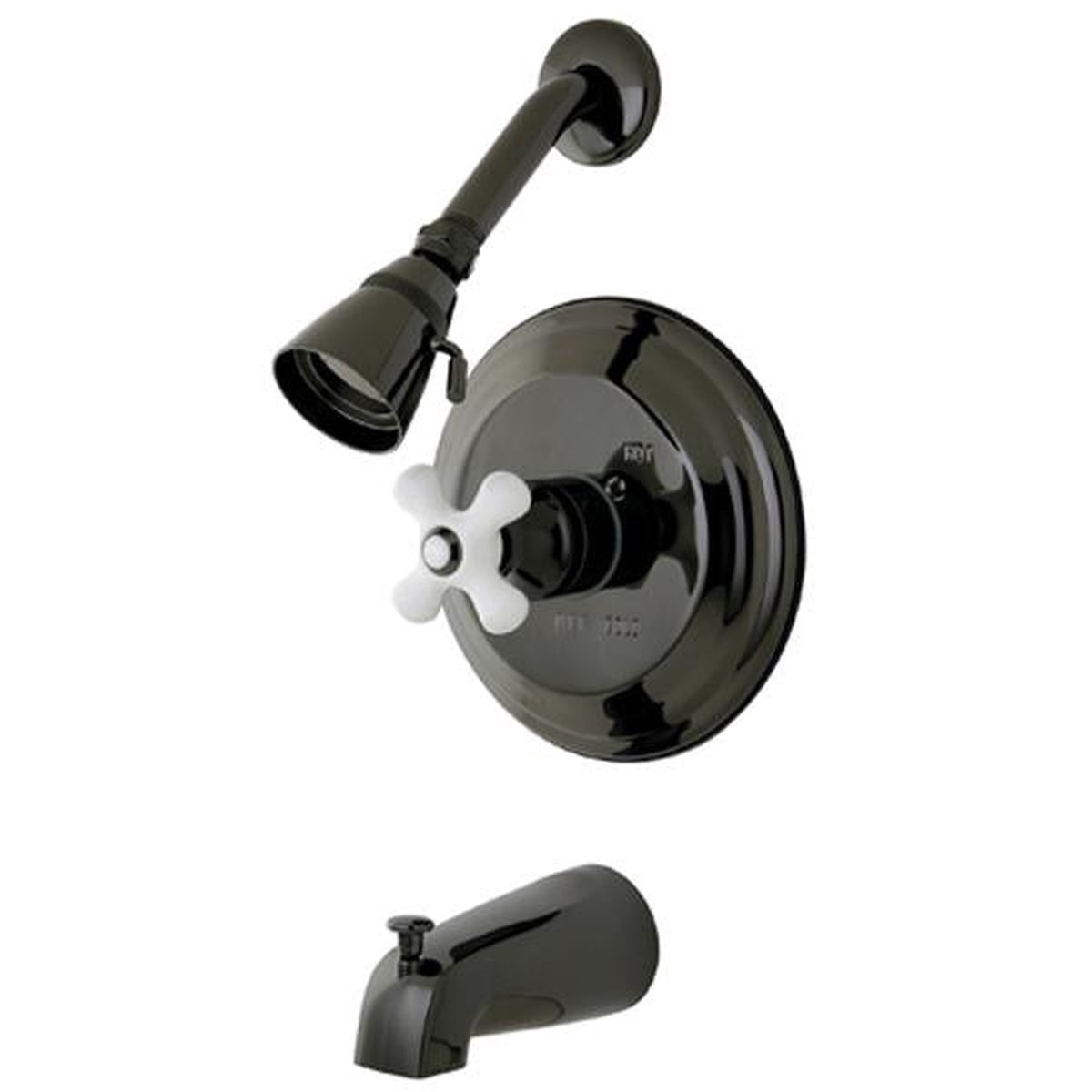 Kingston Brass Water Onyx NB3630PX Pressure Balanced Tub and Shower Faucet with Porcelain Cross Handle