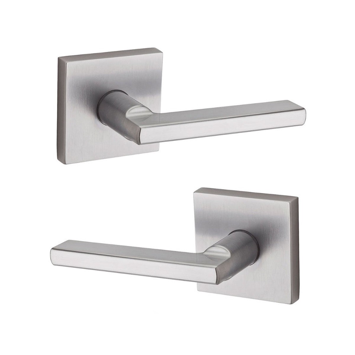 Princeton Square Passage Door Leverset - Single Hole - 4 ZincBrushed Nickel