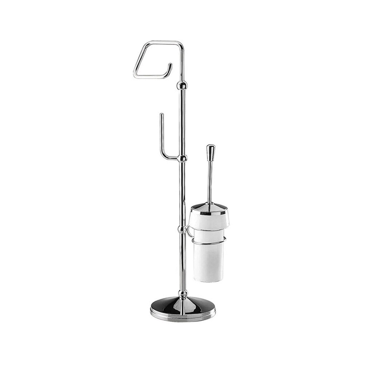 Universal Toilet Brush And Toilet Paper Holder - Free Standing - 32 BrassGlassPolished Chrome