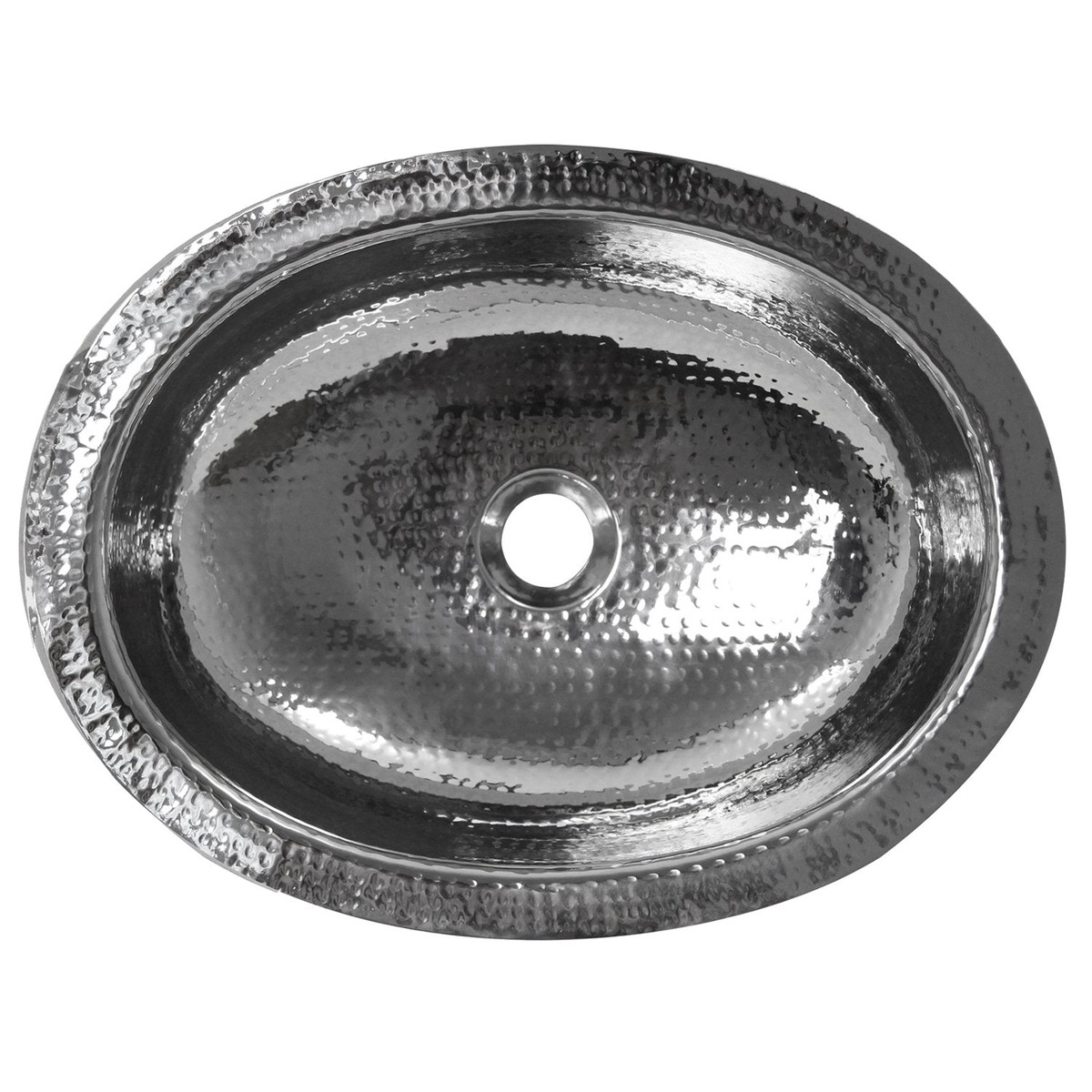17 12 x 13 34 Hand Hammered Stainless Steel Oval Undermount Bathroom Sink