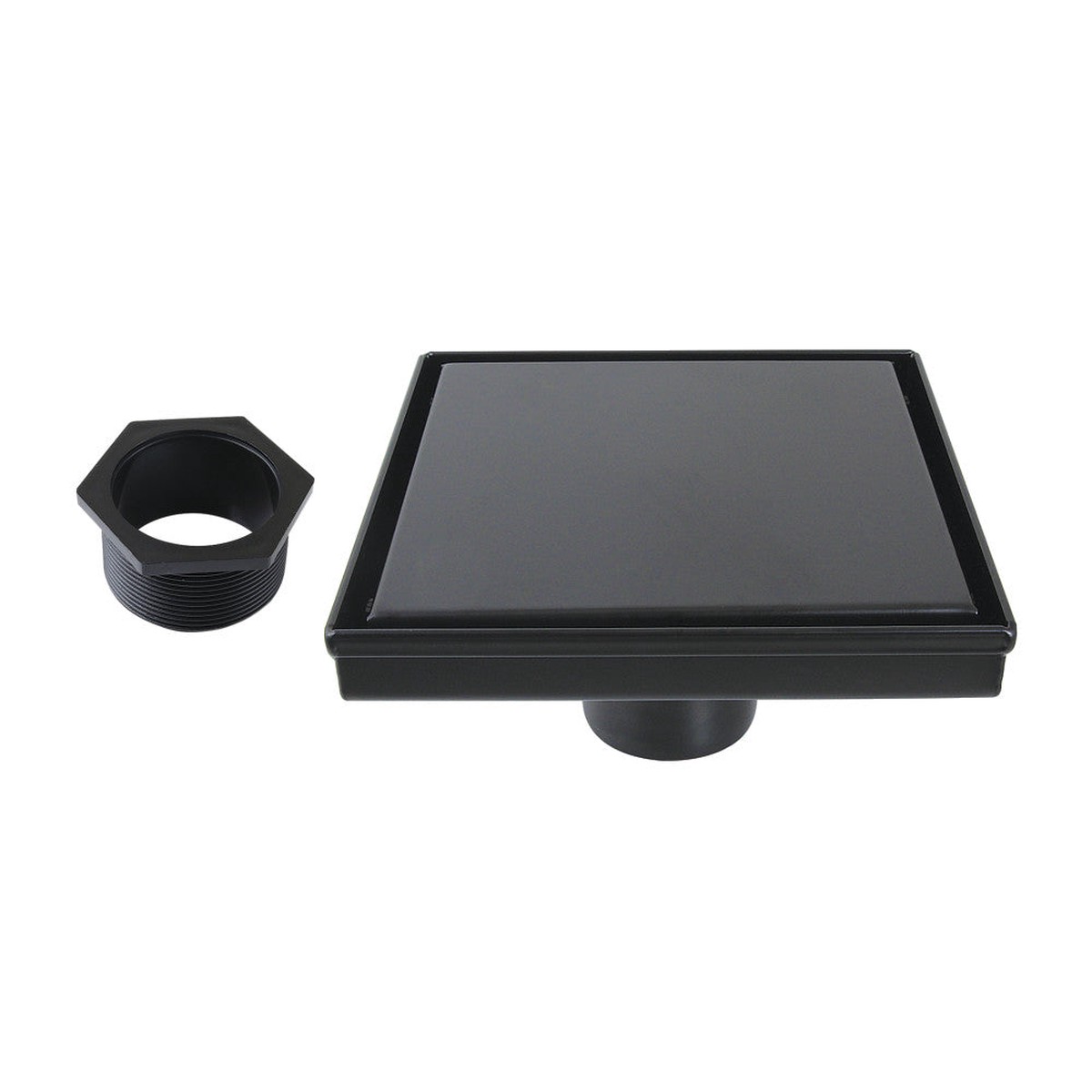 6 Stainless Steel Square Shower Drain in Matte Black