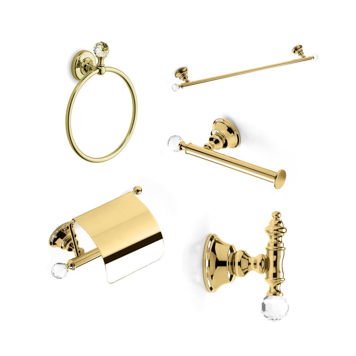 Bella Bathroom Accessories Set - Free Standing - BrassPolished Gold