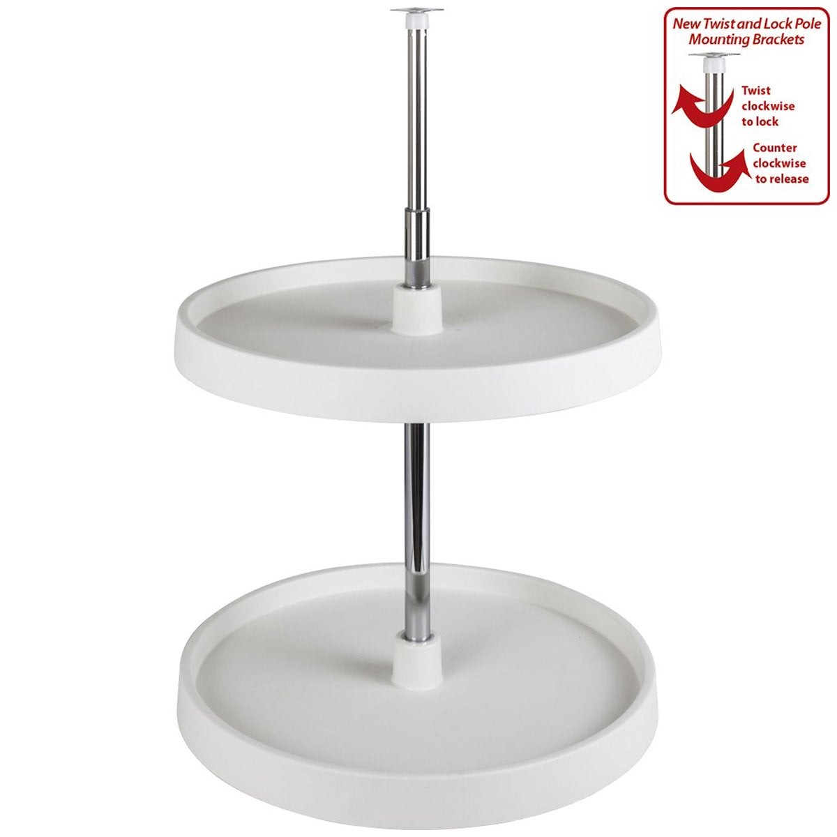 Hardware Resources Round Plastic Lazy Susan Set with Twist and Lock Pole
