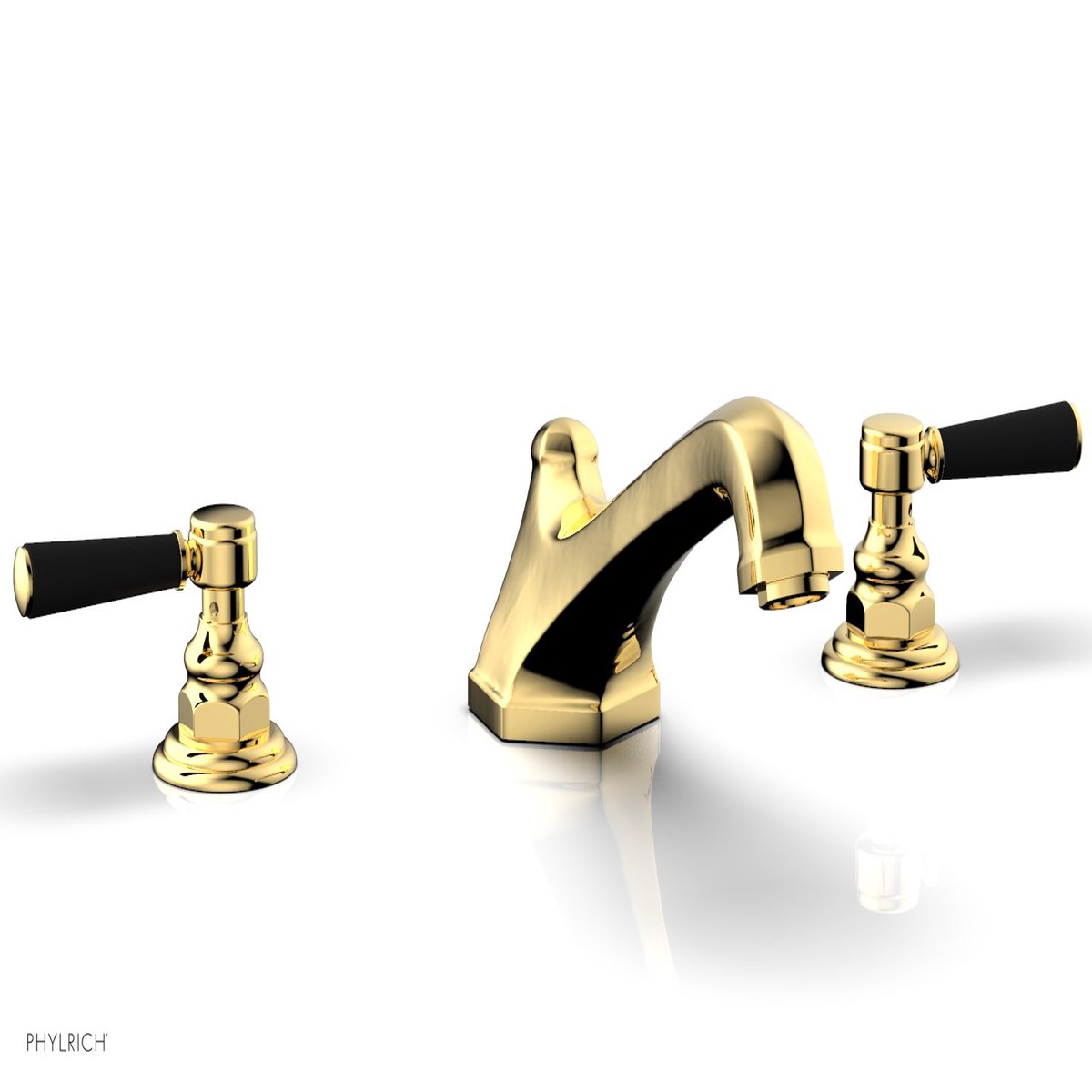 HEX TRADITIONAL Deck Tub Set - Satin Black Lever Handles 500-41