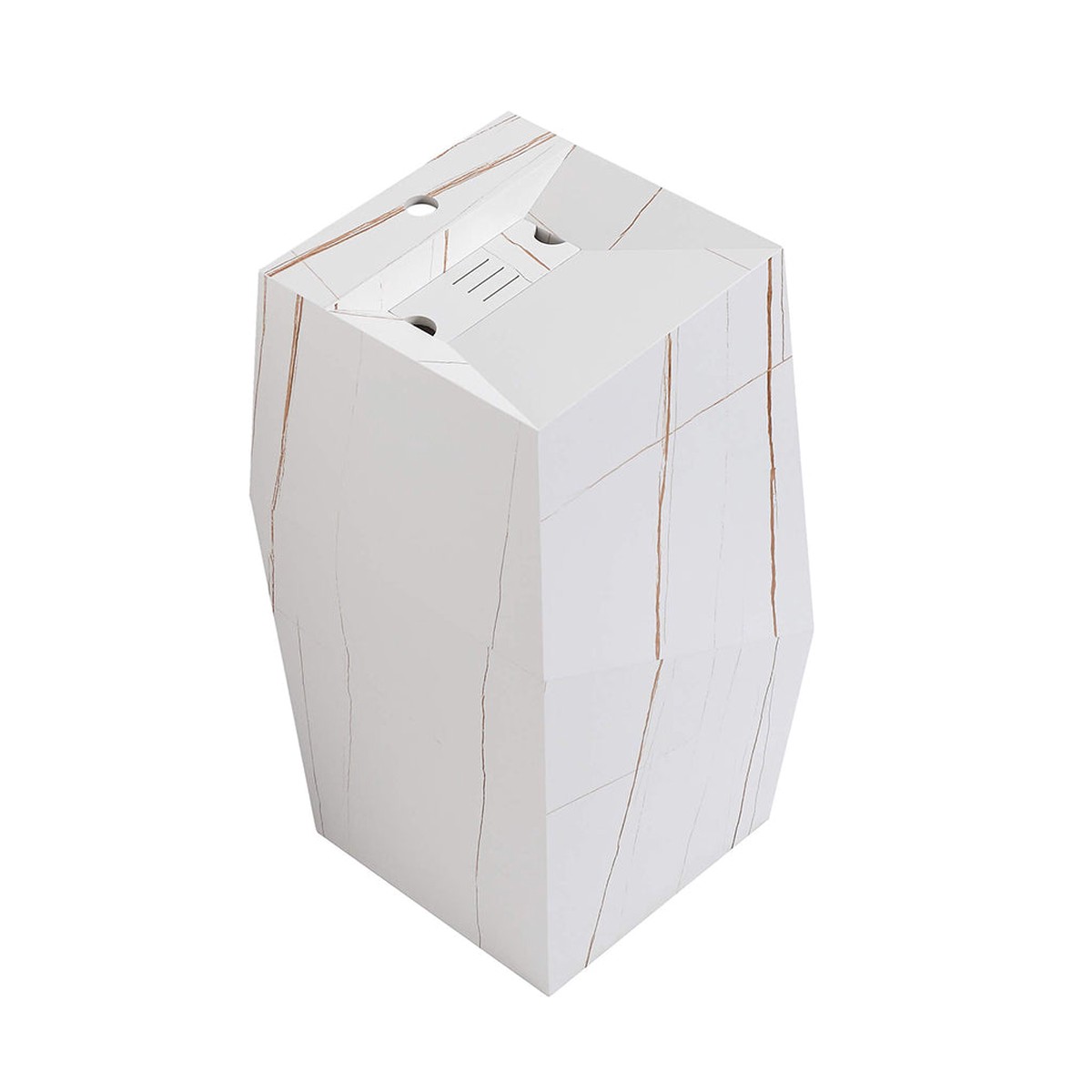 Canyon Deformed Square Pedestal Sink - Floor Mount - 15 Sintered StoneWhite With Gold