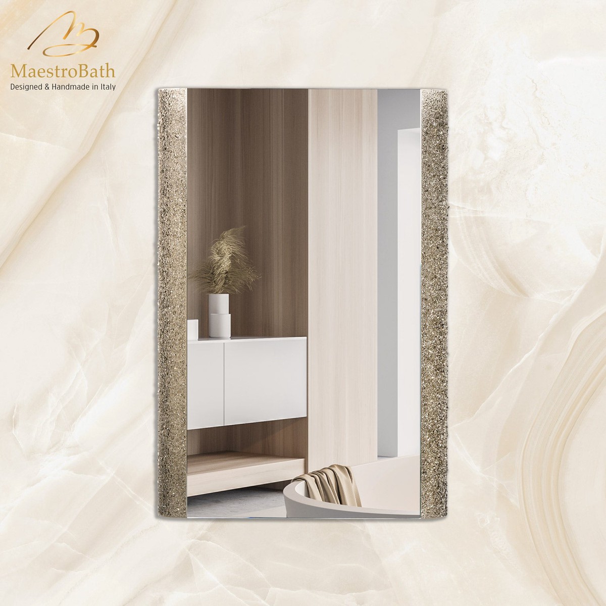 Cristallo Luxury Rectangular Single Vanity LED Mirror