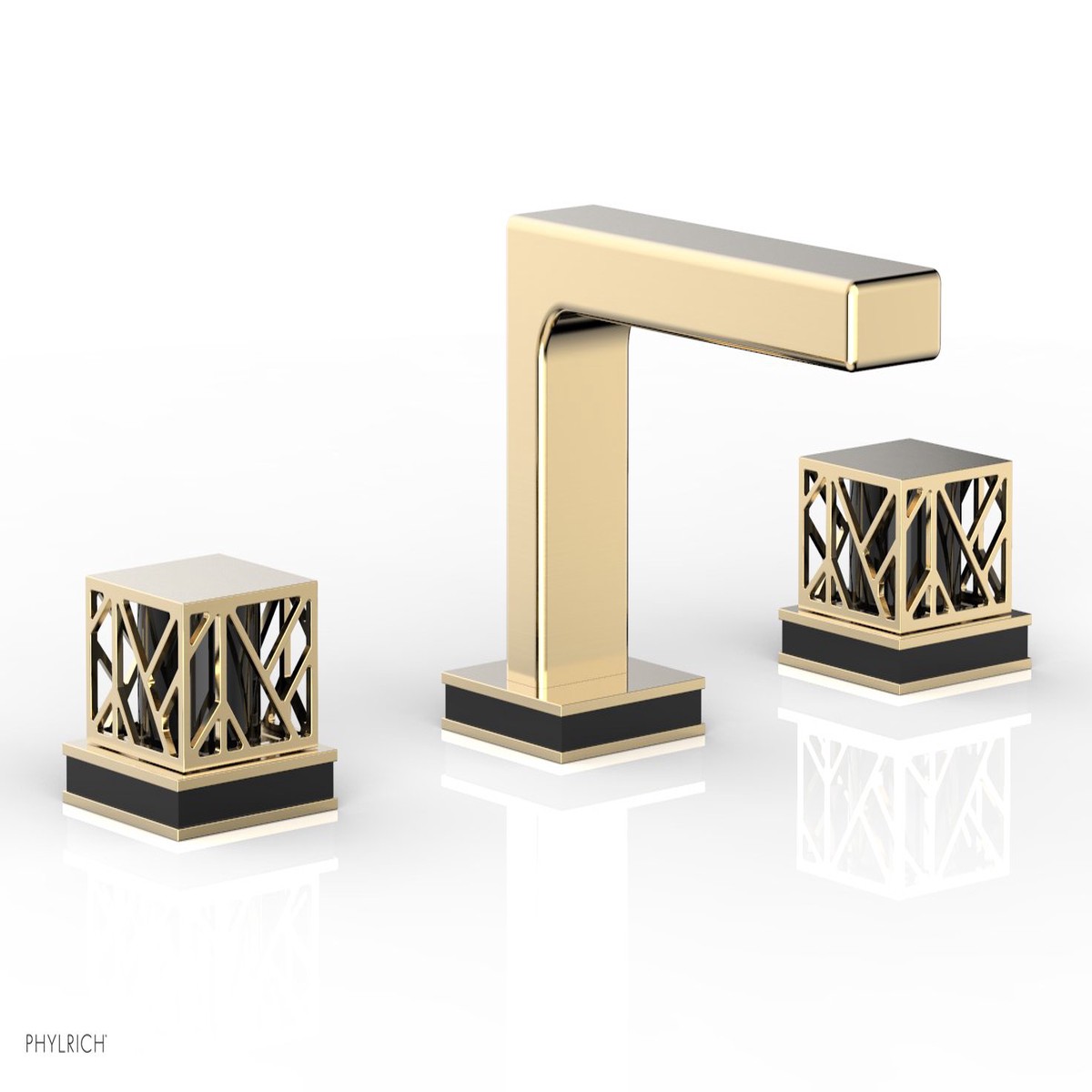 JOLIE Widespread Faucet - Square Handles with Black Accents 222-02