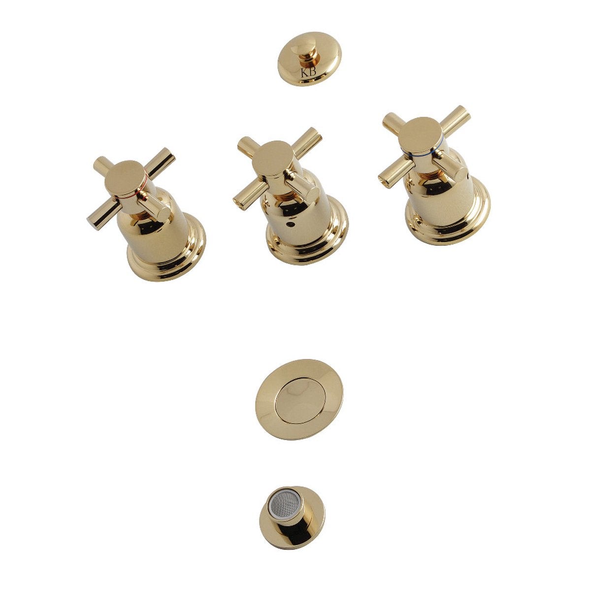 Kingston Brass Concord KB6322DX 3-Handle Bidet Faucet in Polished Brass