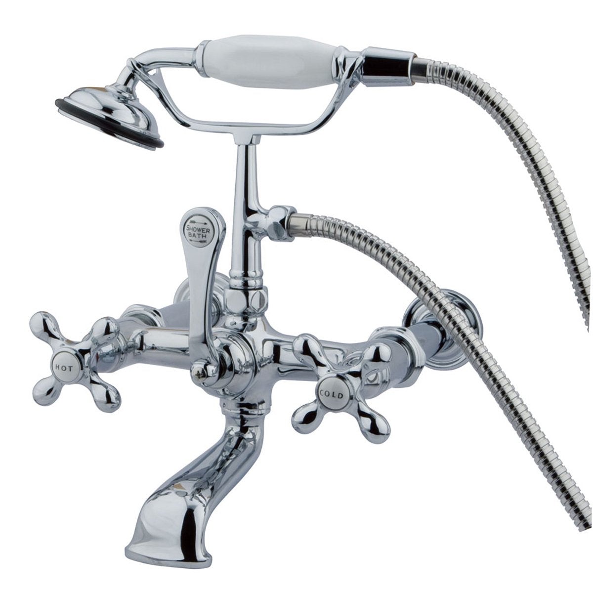 Kingston Brass Vintage Wall Mount 7 Spread Clawfoot Tub Filler Faucet with Hand Shower