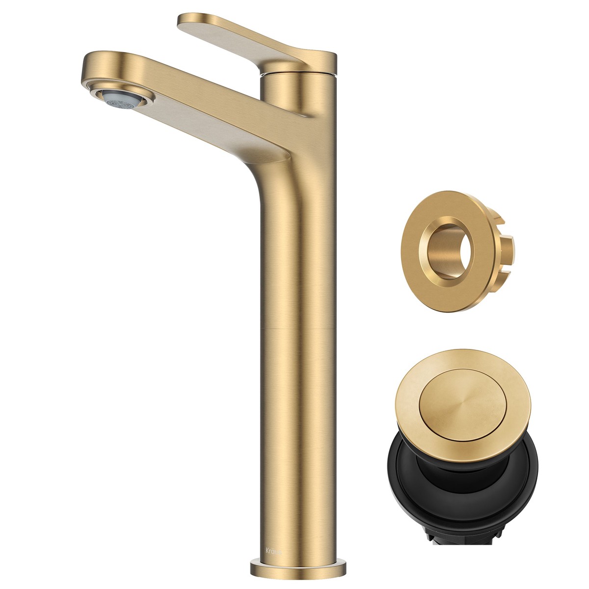 KRAUS Indy Single Handle Bathroom Vessel Faucet in Brushed Brass