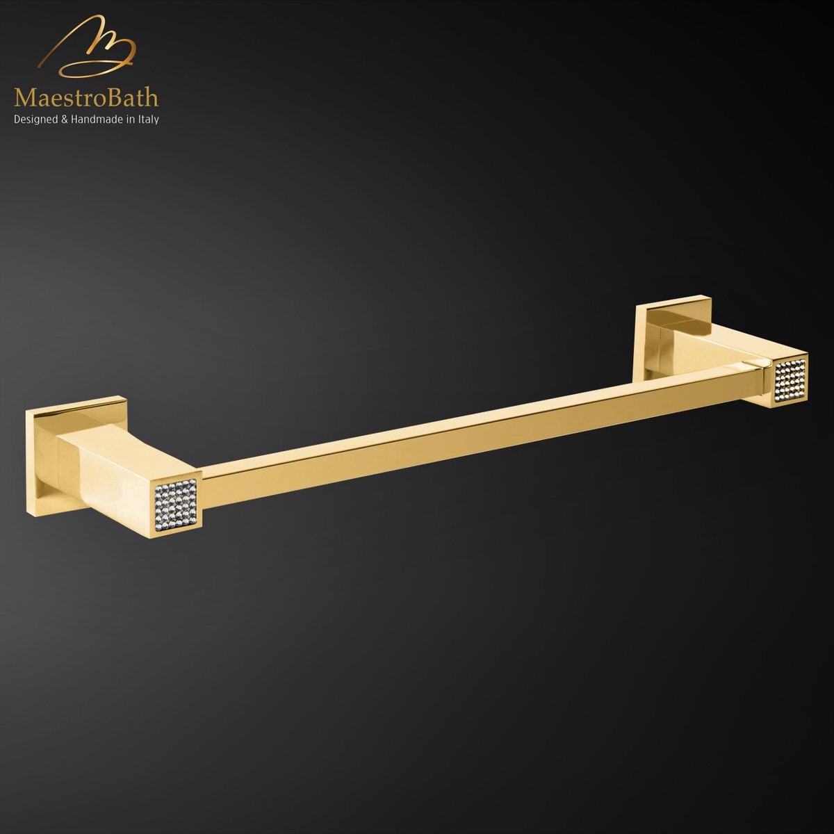 Skip Diamond Towel Bar Polished Gold