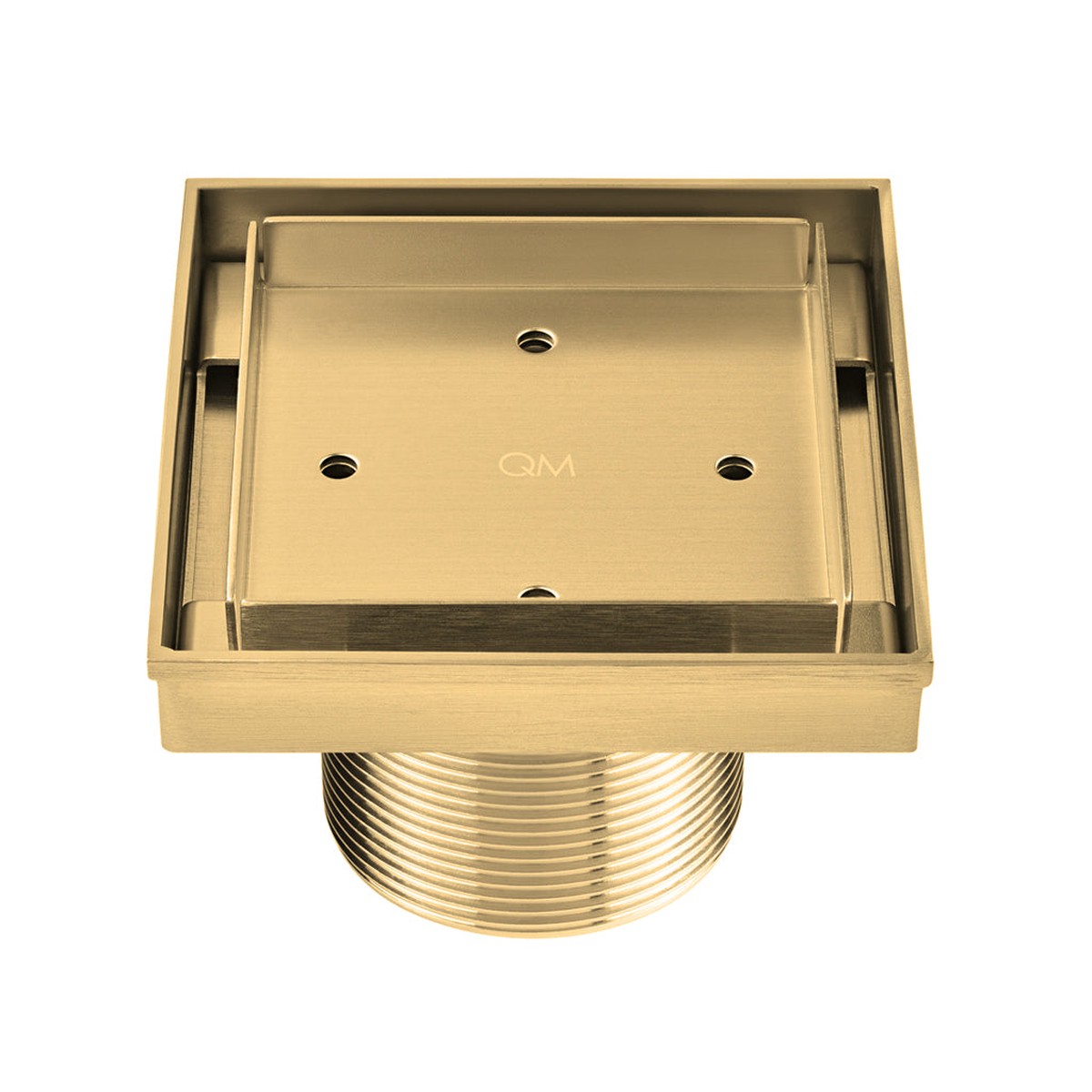 Delmar Mist (Tile-In) Center Square Shower Drain - Floor Mount - 4 Stainless SteelGold