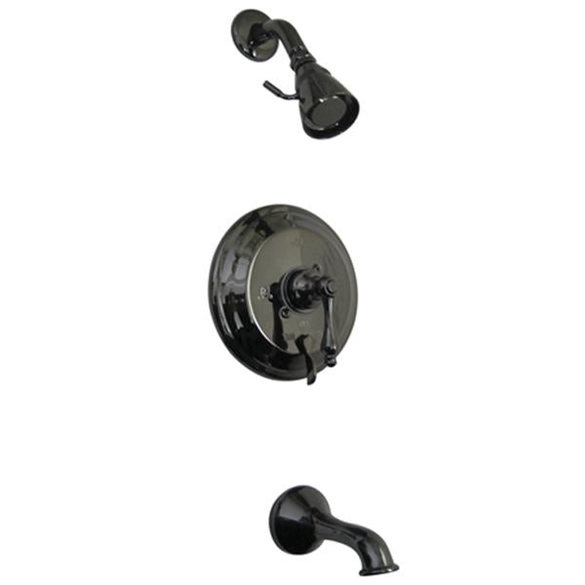 Kingston Brass Water Onyx NB36300AL Pressure Balanced Tub and Shower Faucet with Metal Lever Handle and Vintage Spout