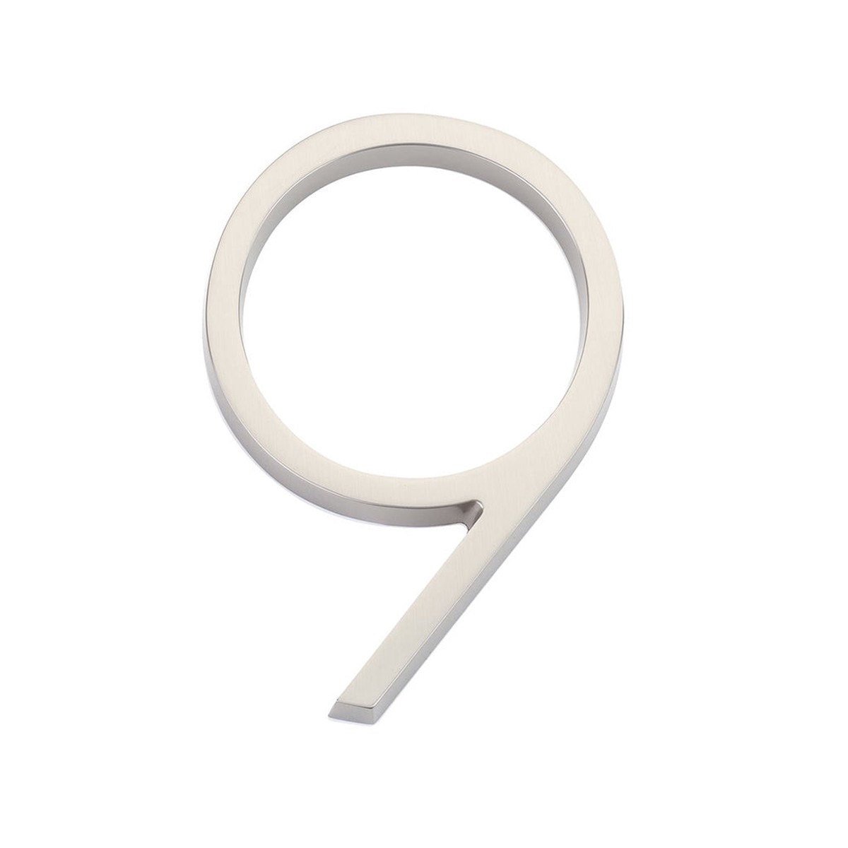 Modern 9 House Numbers - Wall Mount - 7 ZincSatin Nickel